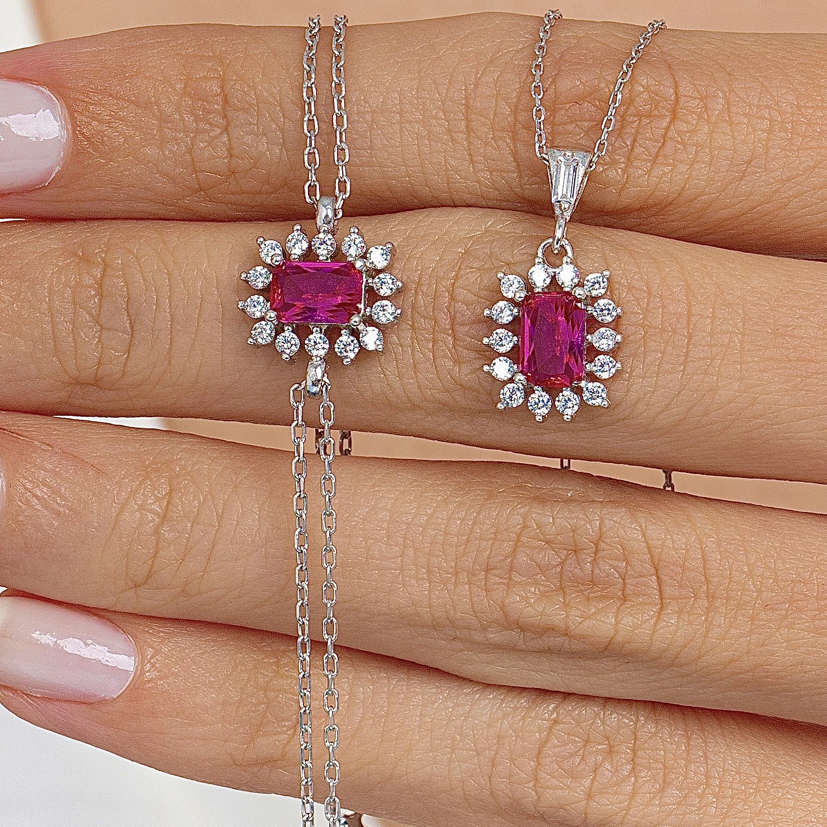 Diamond Ruby Simplicity Seal Silver Jewelry Set