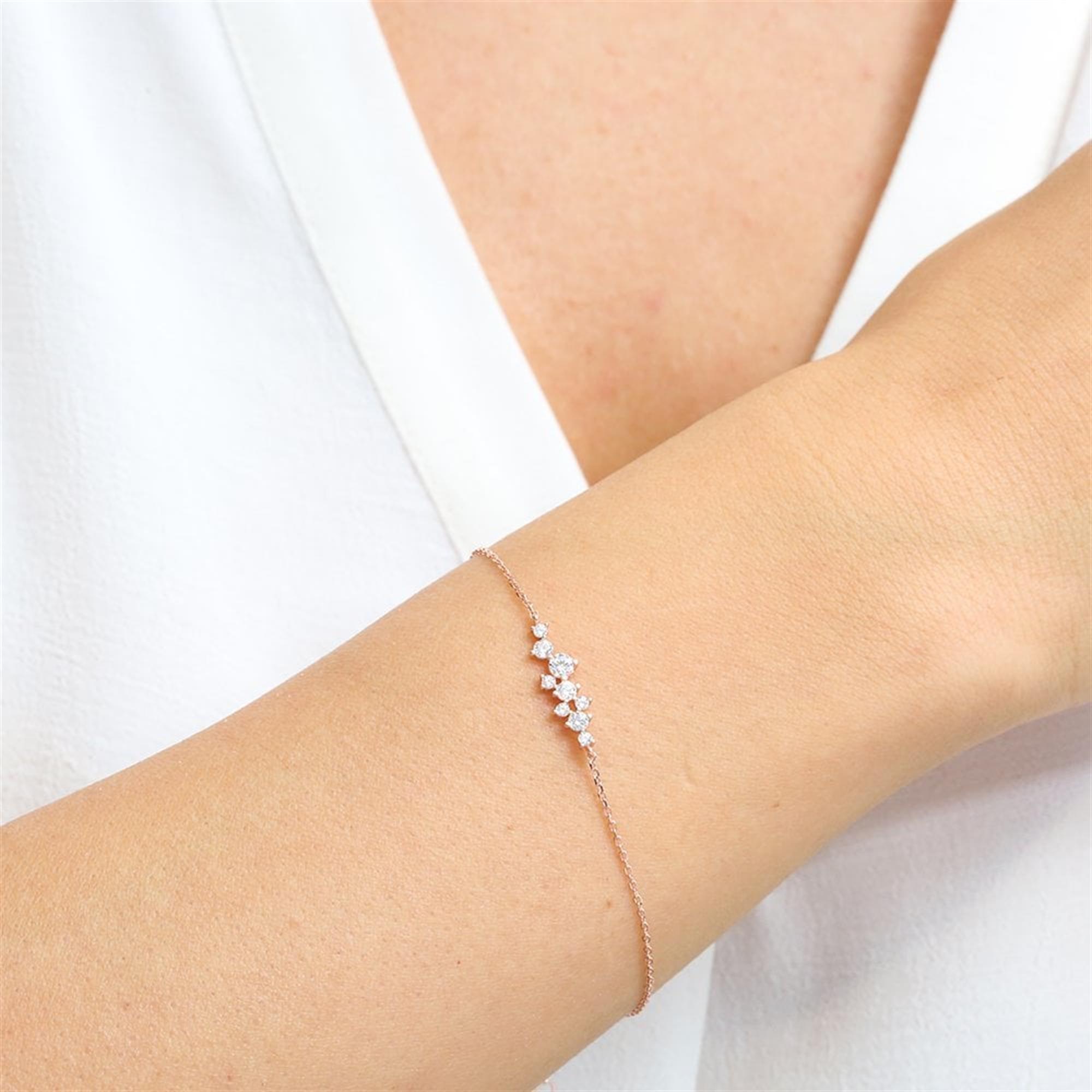 Diamond Asymmetric Sparkle Rose Gold Bracelet