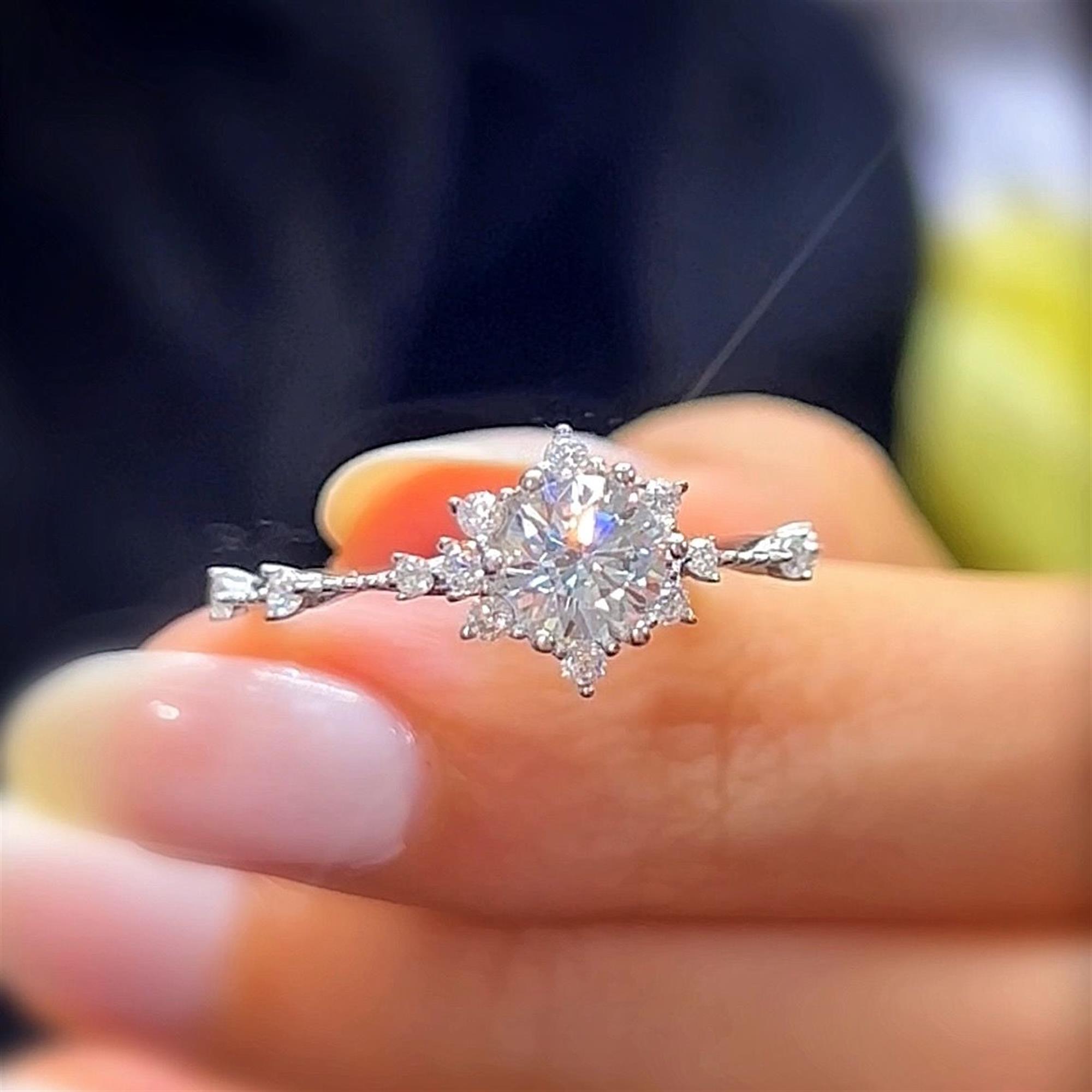 Diamond Love Sun Halo Silver Ring