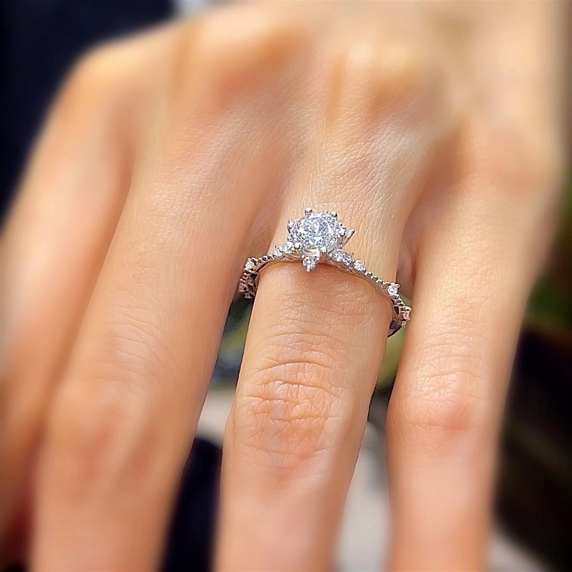 Diamond Love Sun Halo Silver Ring