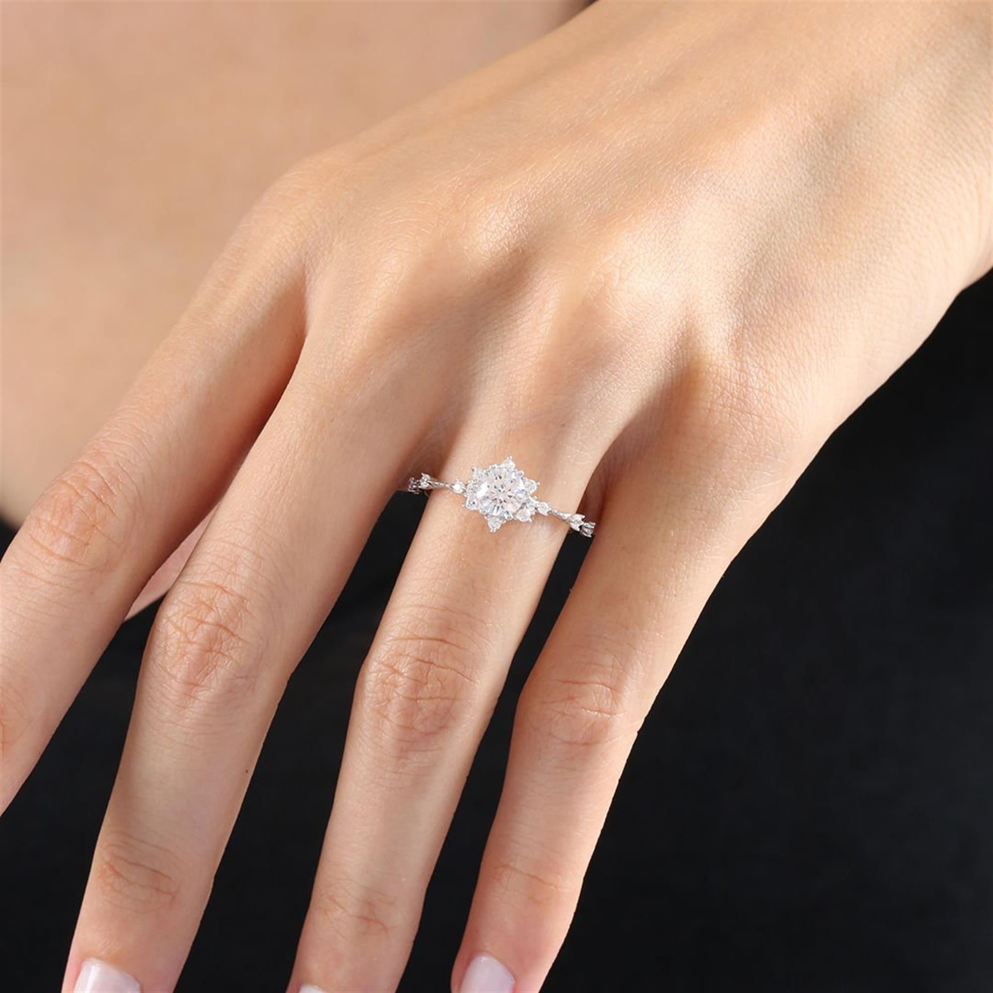 Diamond Love Sun Halo Silver Ring