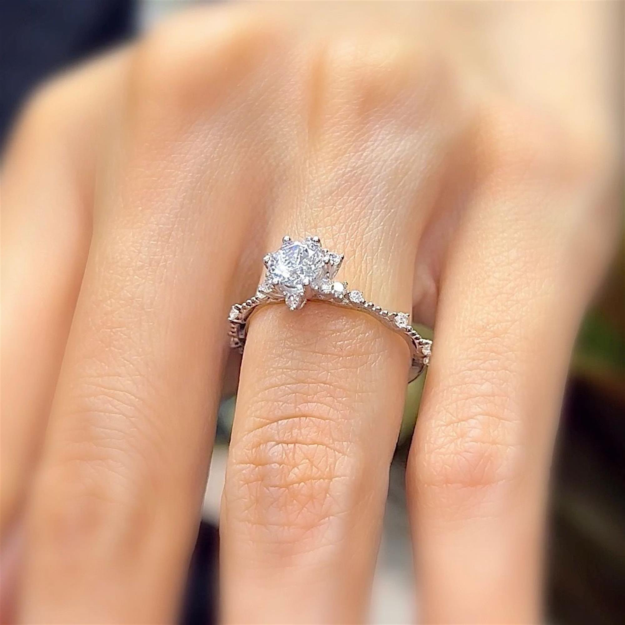 Diamond Love Sun Halo Silver Ring