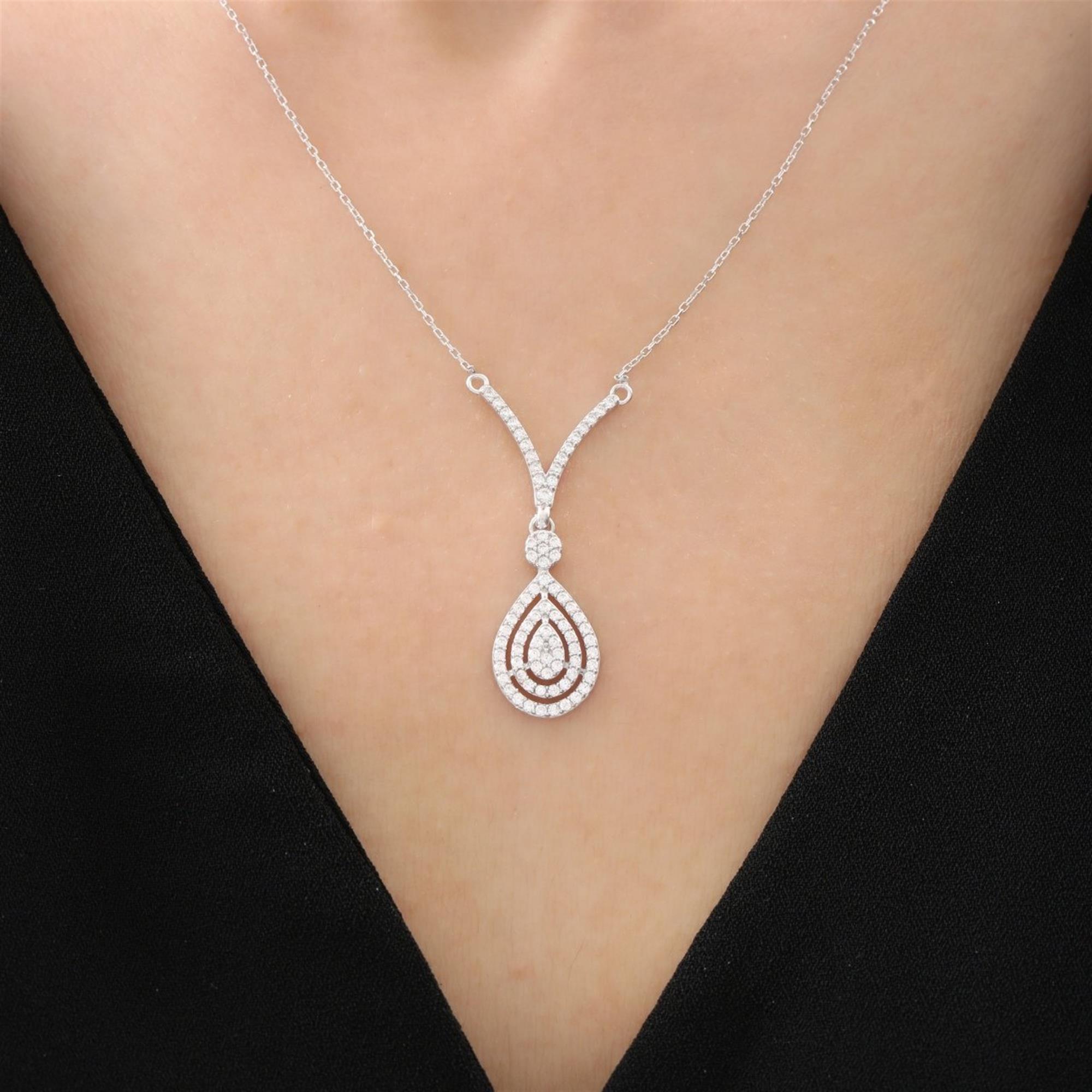 Diamond Elegant Teardrop CZ Necklace