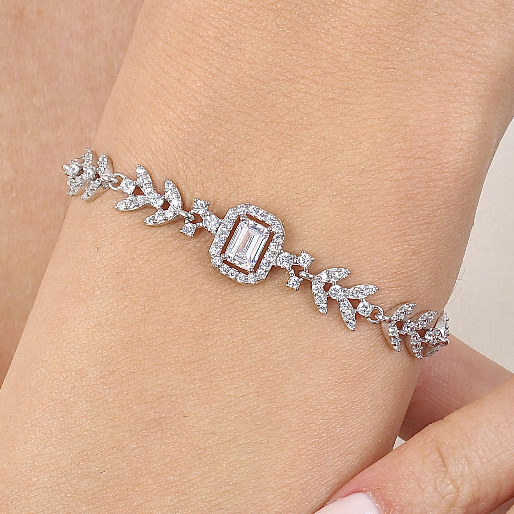 Diamond Setting Emerald Dream Tennis Silver Bracelet
