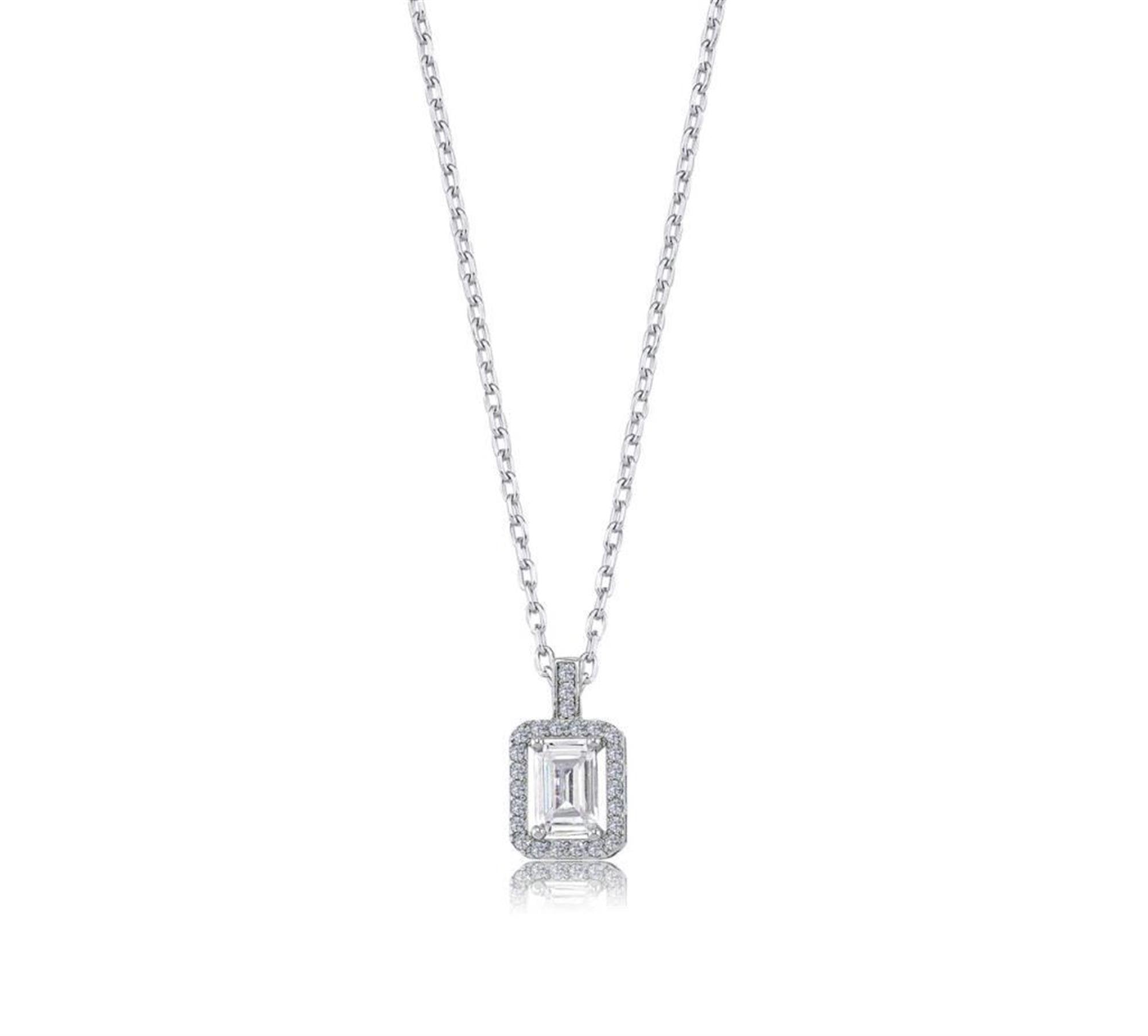 Diamond Emerald Cut Halo Pendant