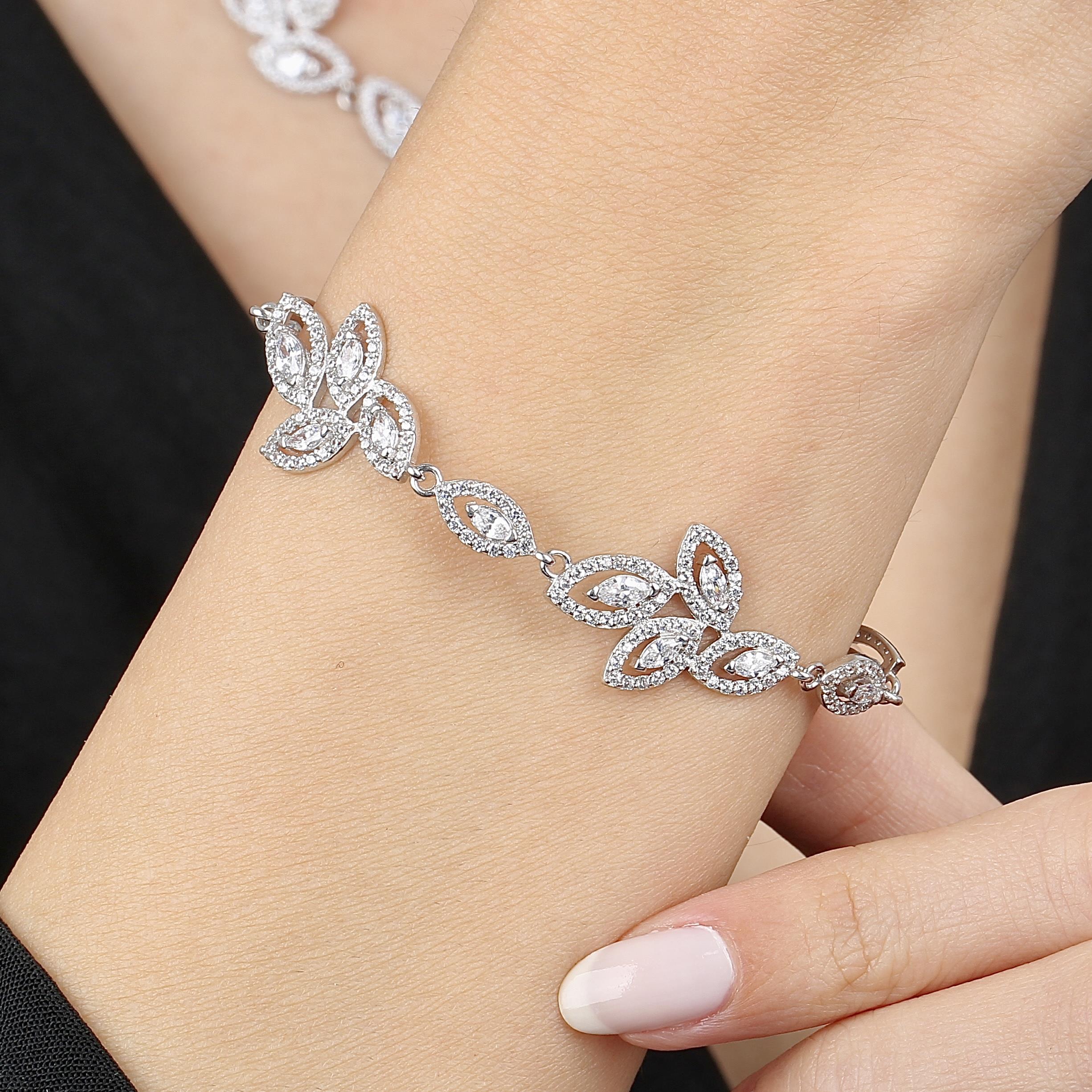 Diamond Full Stone Silver First Dance Waterway Set