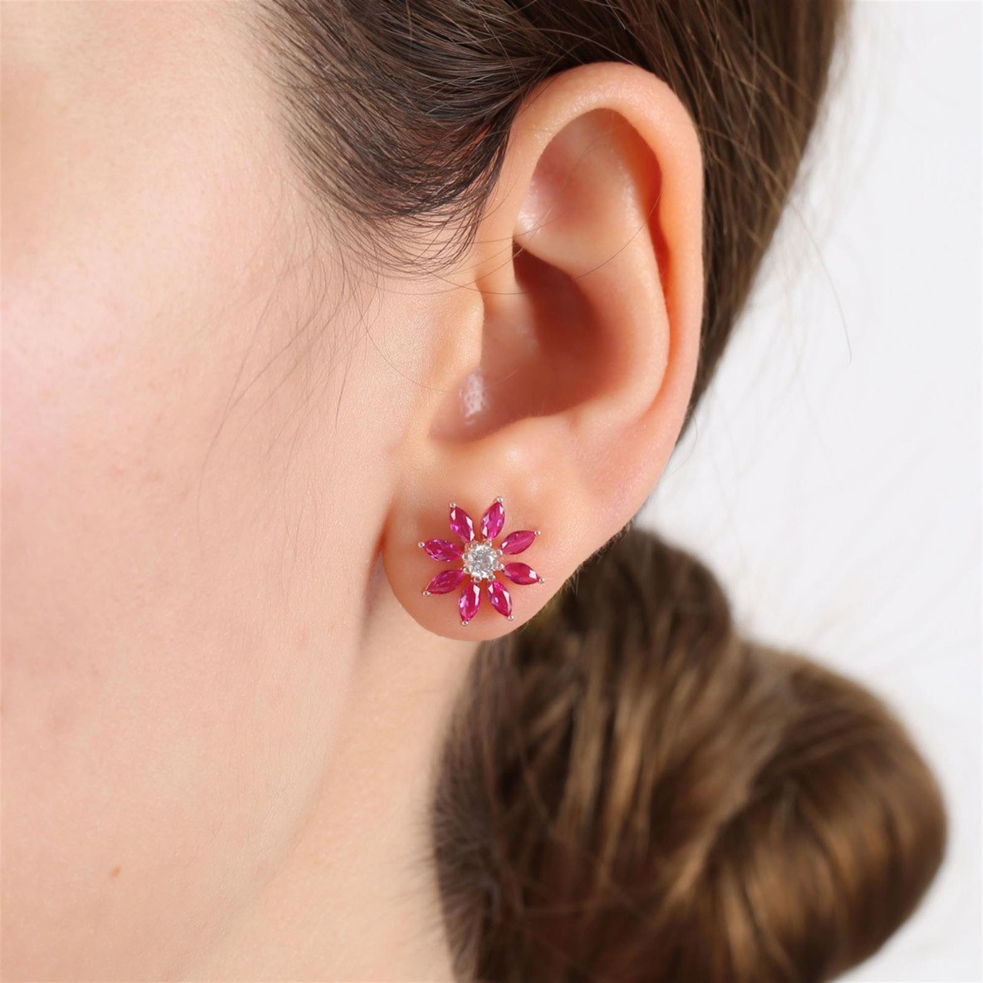 Diamond Setting Fuchsia Sun Rose Gold Earrings