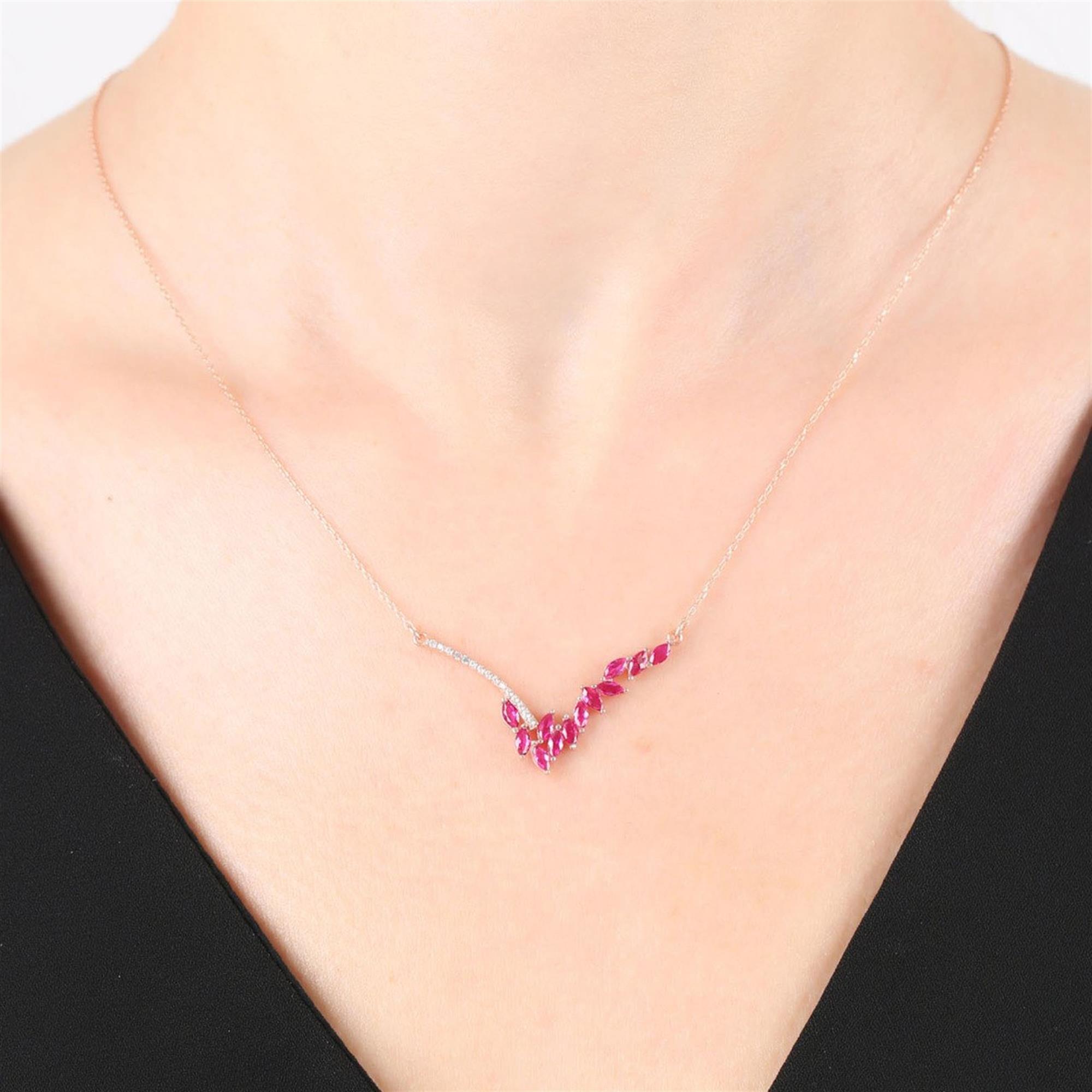 Diamond Fuchsia Marquise V Rose Gold Necklace