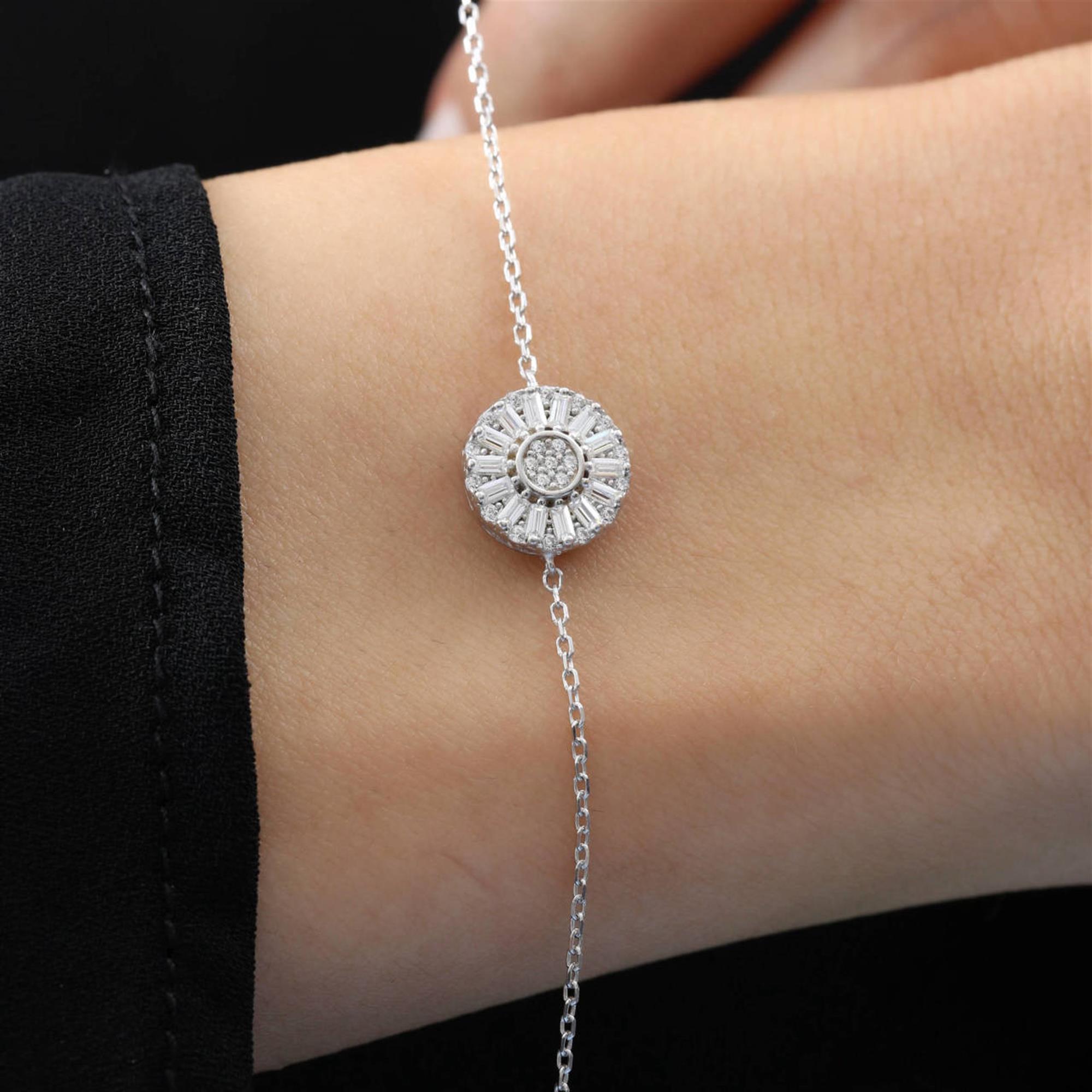 Diamond Setting Seal of Beauty Baguette Silver Bracelet