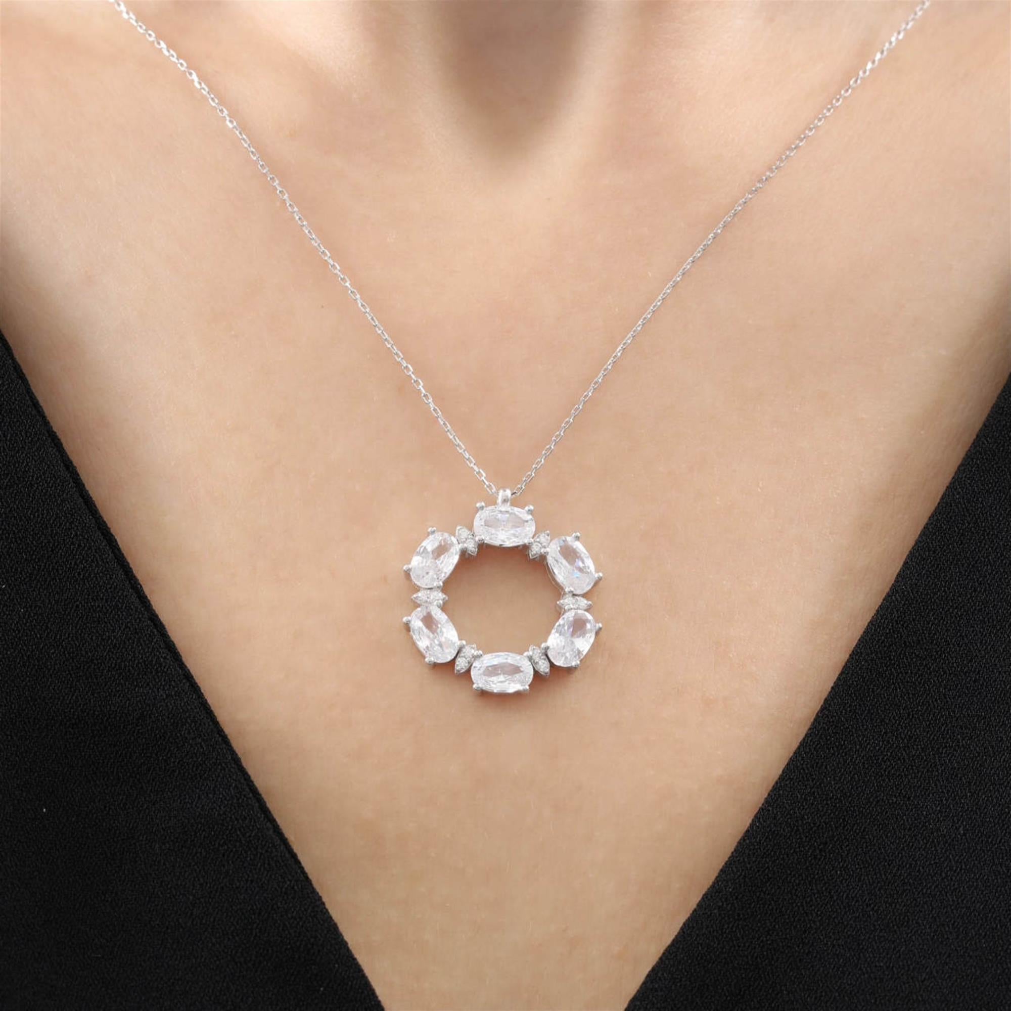 Diamond Radiant Halo Circle Necklace