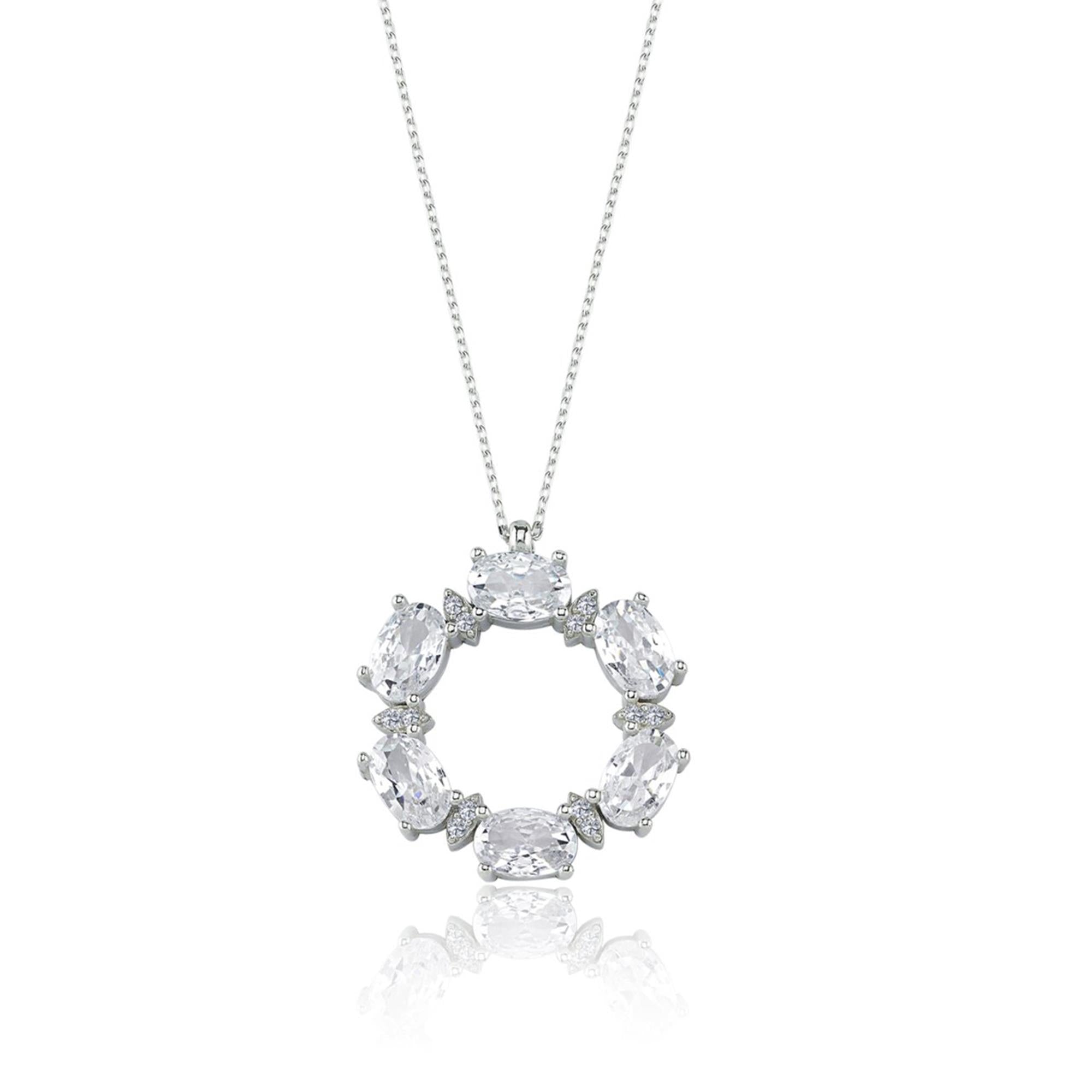 Diamond Radiant Halo Circle Necklace