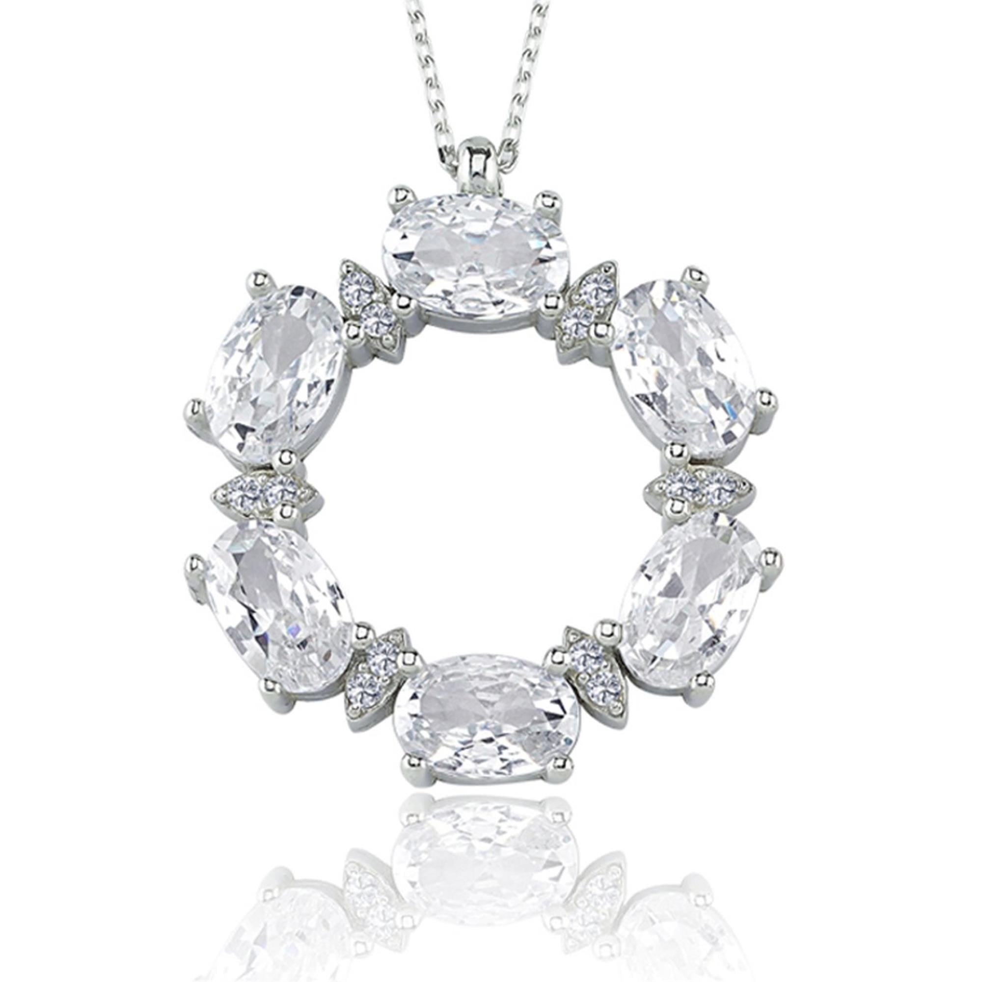 Diamond Radiant Halo Circle Necklace