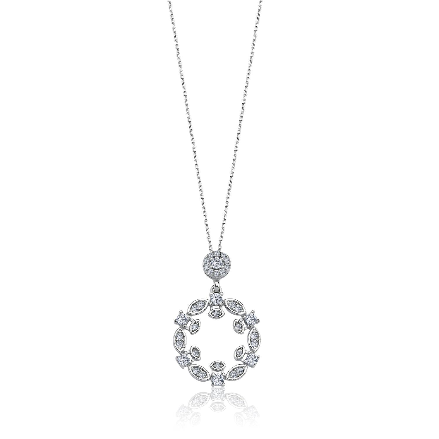 Diamond Setting Sparkle Geometric Silver Necklace