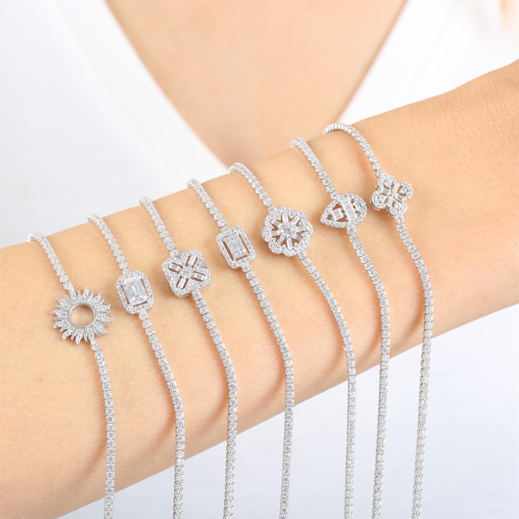 925 Sterling Silver Sunburst CZ Tennis Bracelet