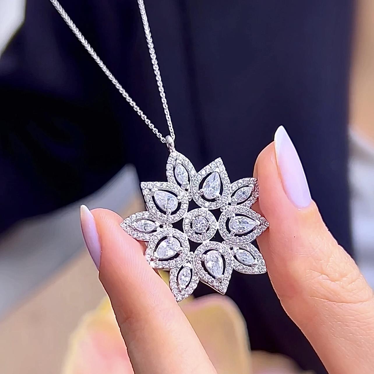 Diamond Setting Sparkling Queen Star Silver Necklace