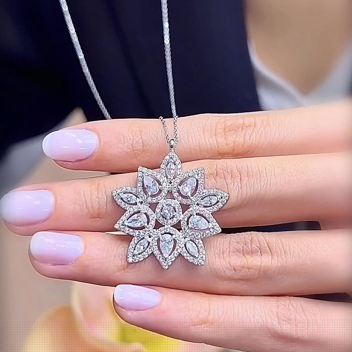 Diamond Setting Sparkling Queen Star Silver Necklace