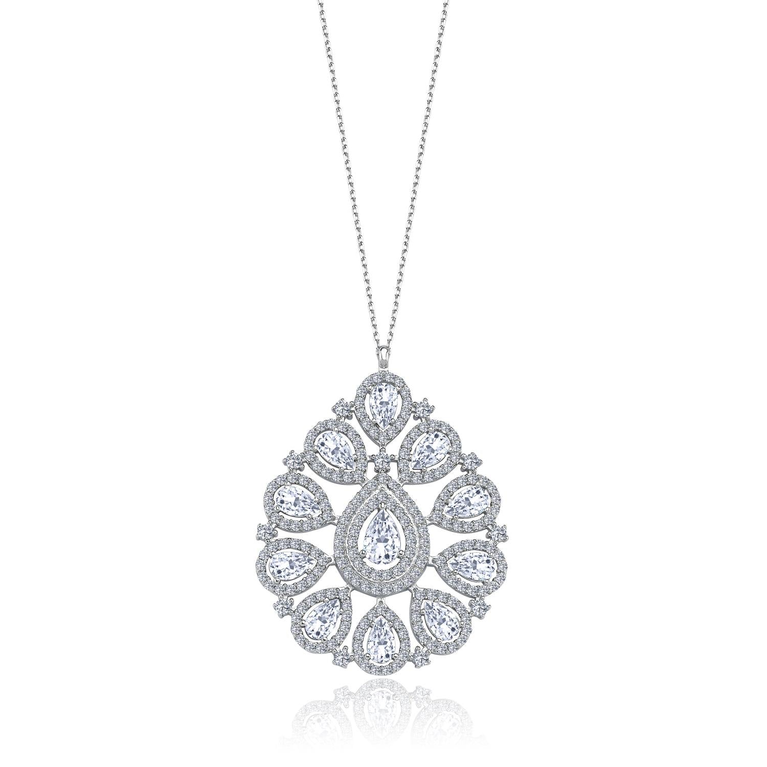 Diamond Setting Sparkling Royal Badge Silver Necklace