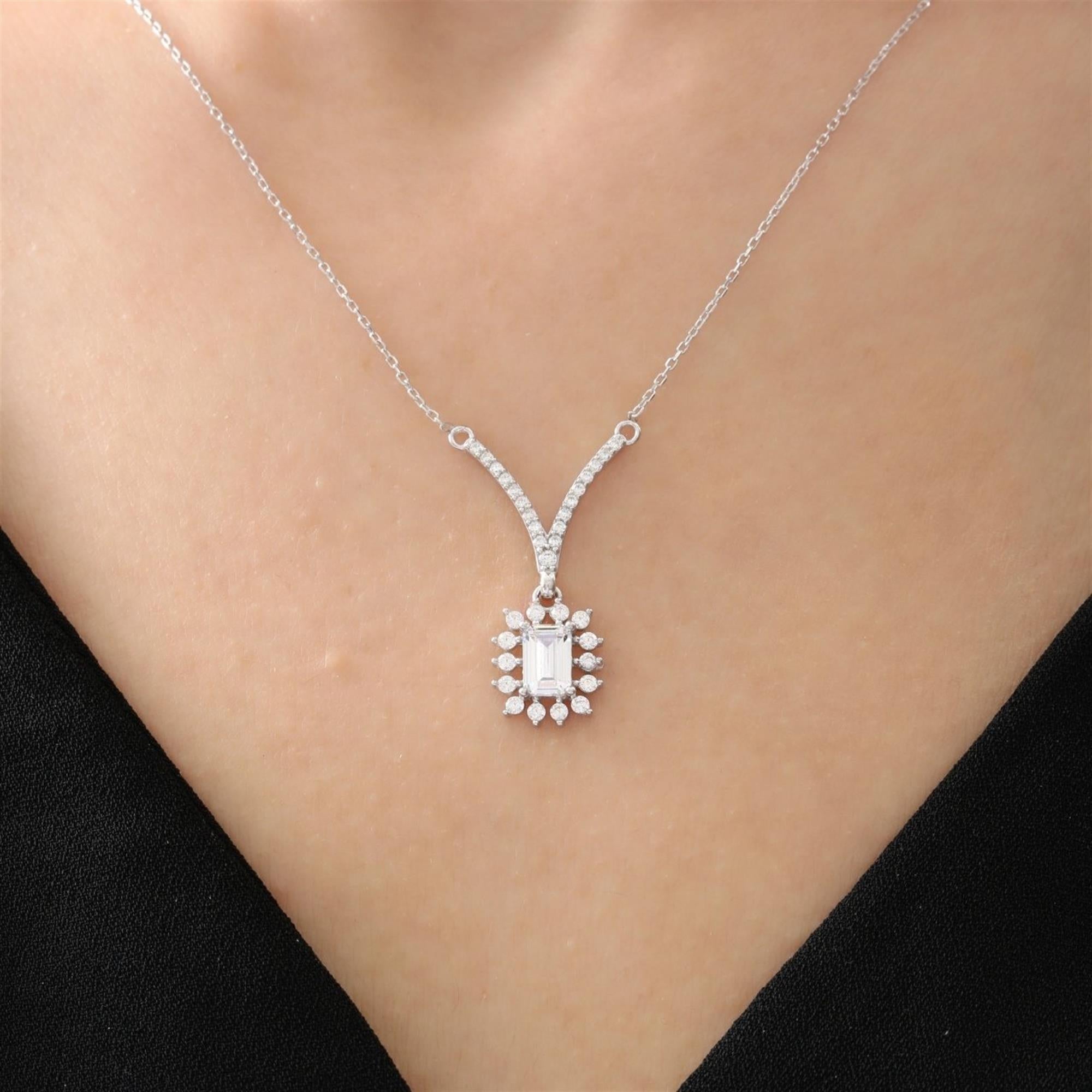 Diamond Elegant Radiant Baguette Necklace