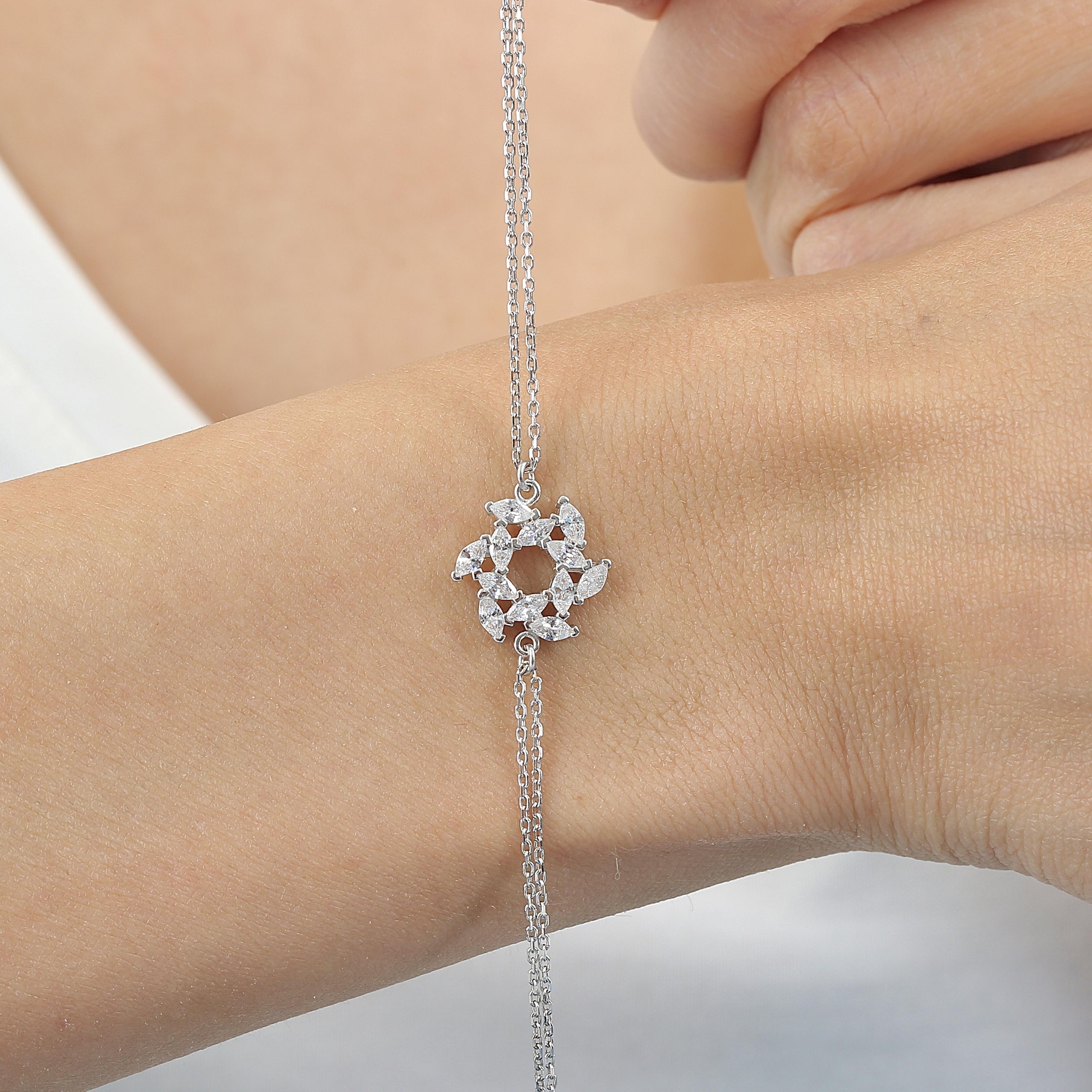 Diamond Pinwheel Silver Bracelet