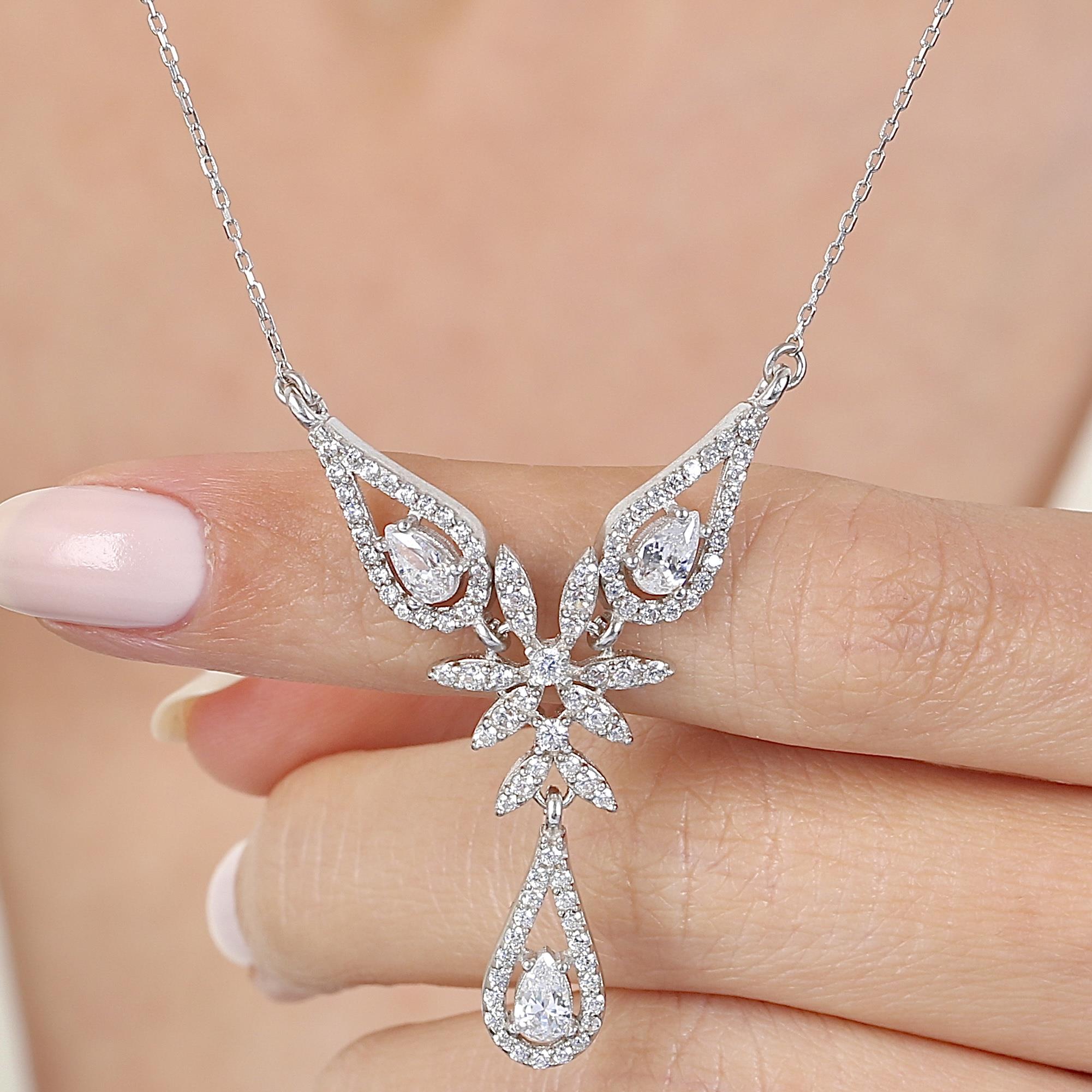 Diamond Setting Mini Passion Drops Silver Necklace