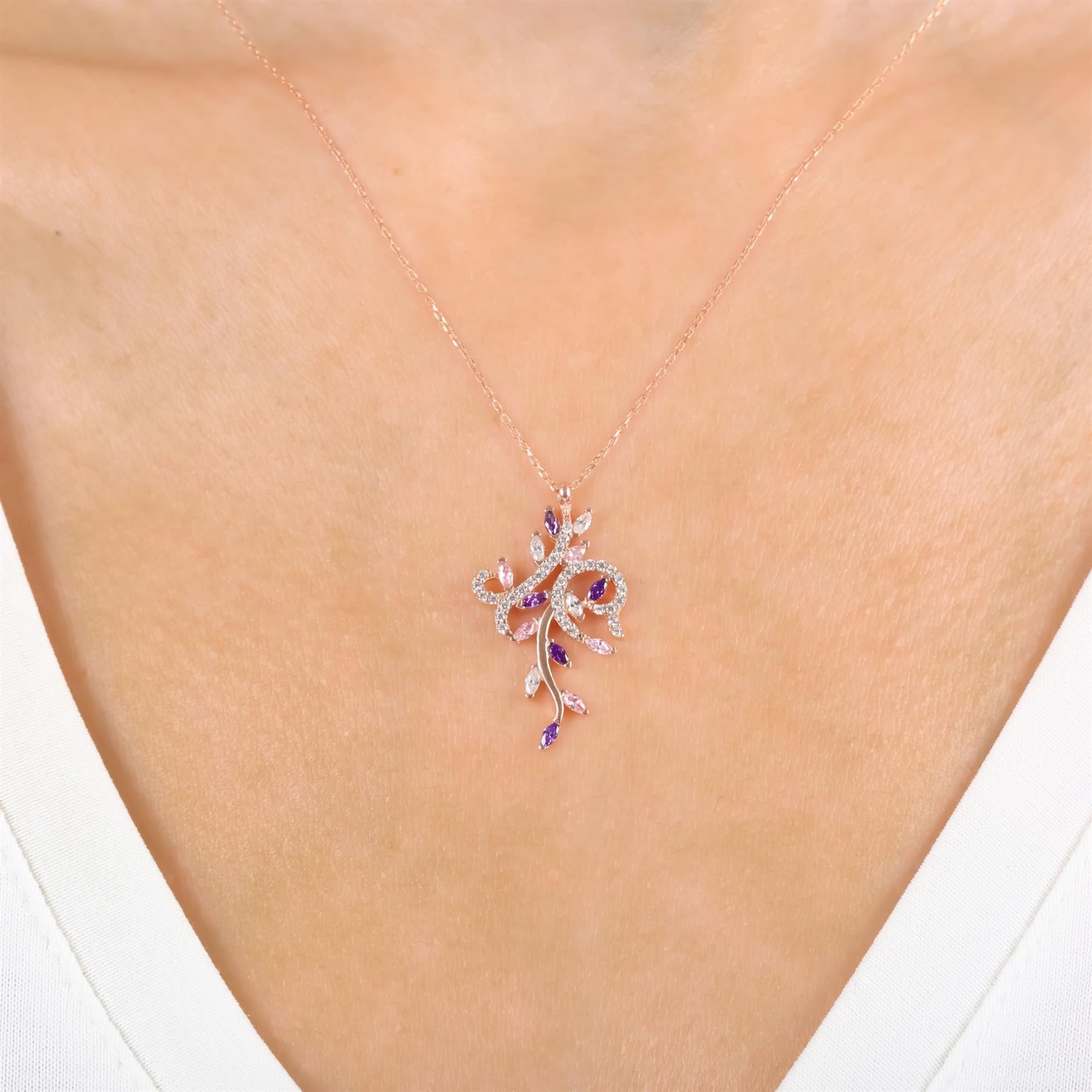 Diamond Mixed Stone Princess Blossom Rose Gold Necklace