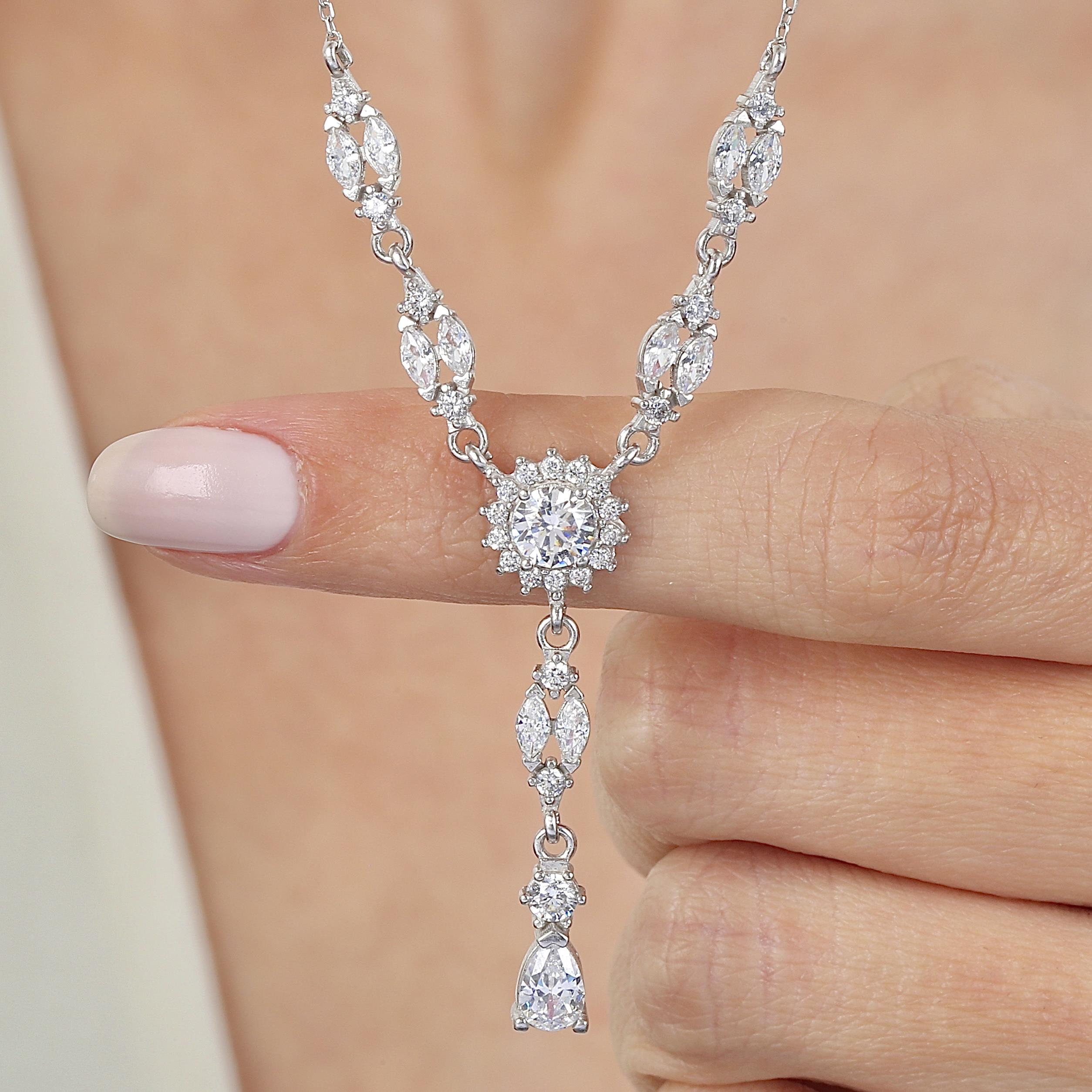 Diamond Setting Sun of Happiness Silver Necklace