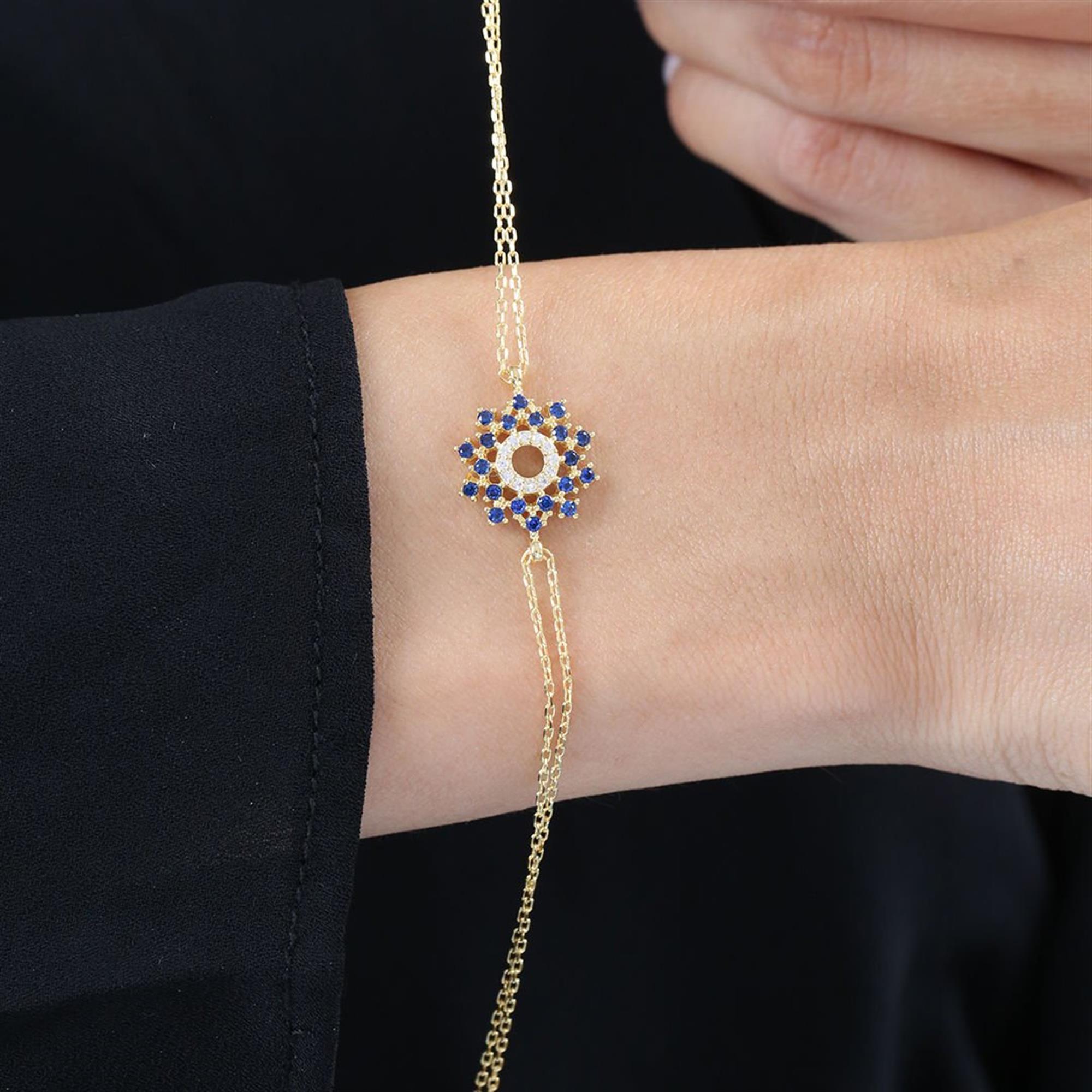 Diamond Sapphire Galaxy Gold Plated Bracelet