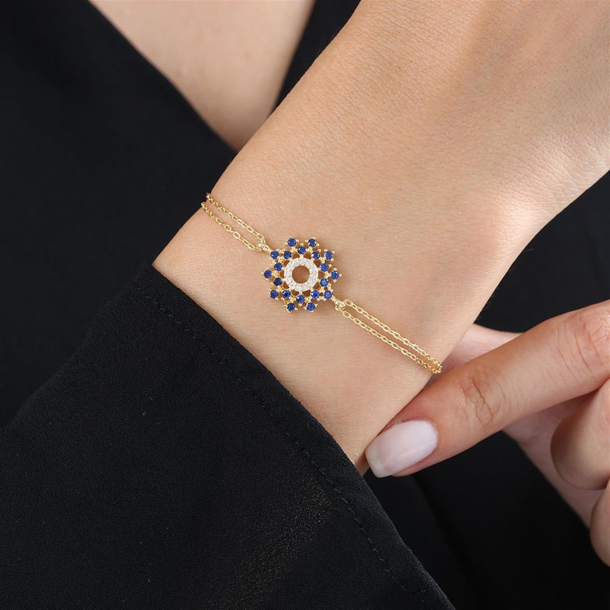 Diamond Sapphire Galaxy Gold Plated Bracelet