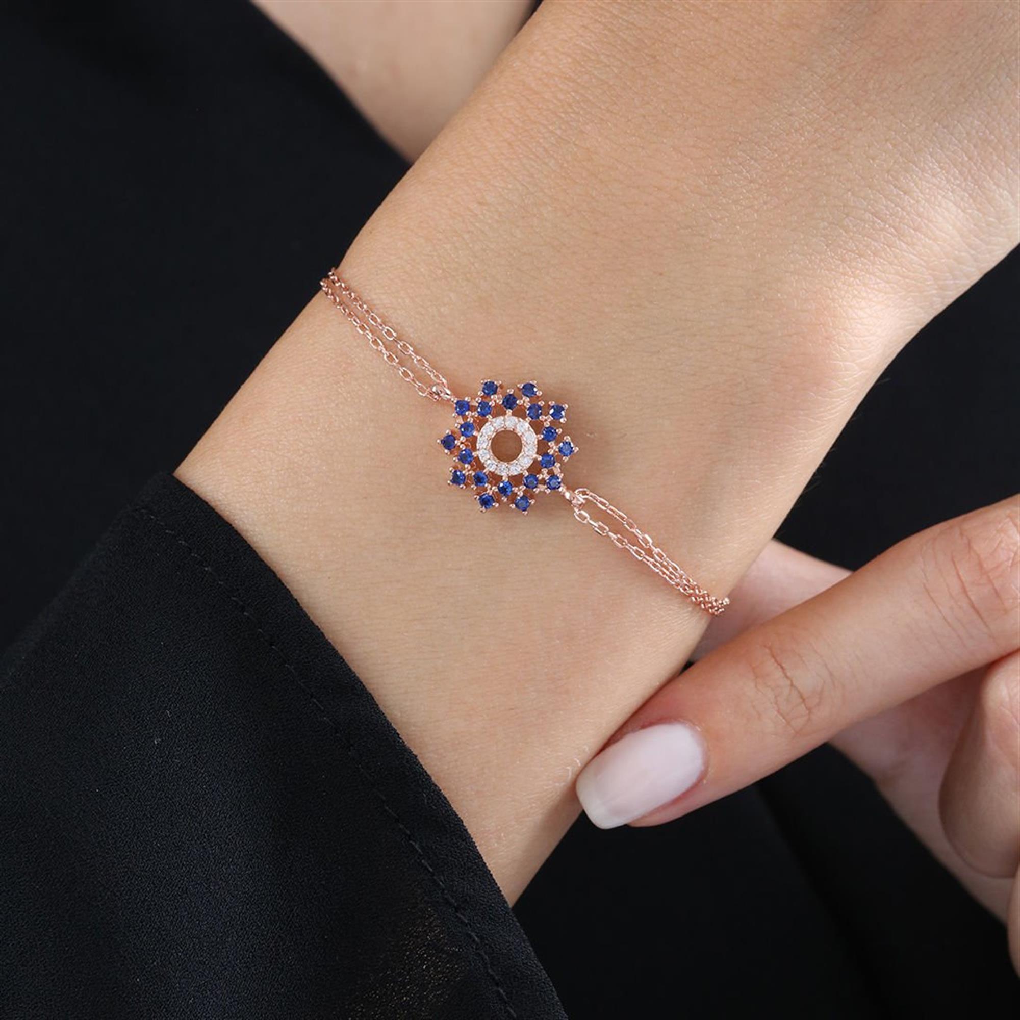 Diamond Sapphire Galaxy Rose Gold Bracelet