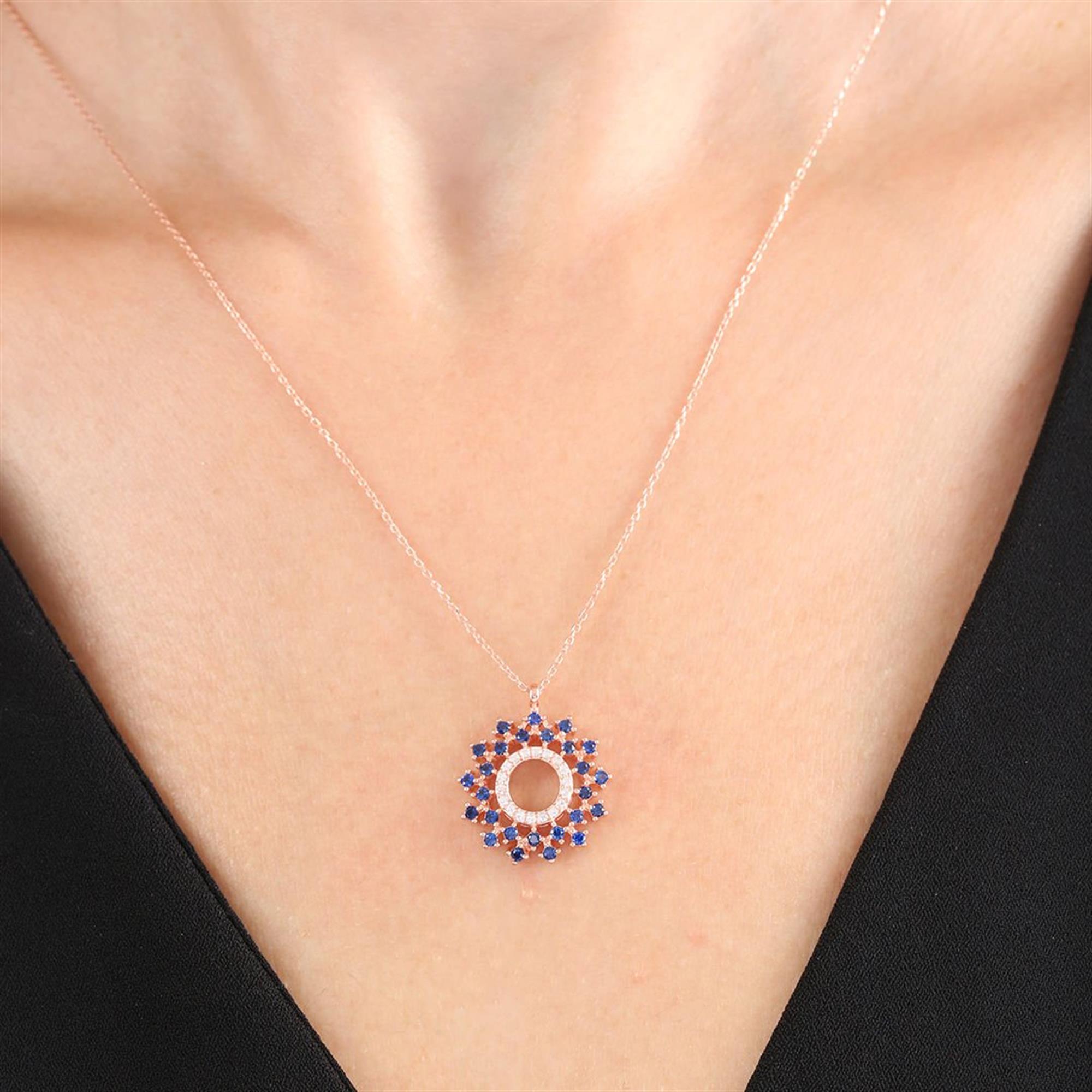 Diamond Sapphire Galaxy Rose Gold Pendant Necklace