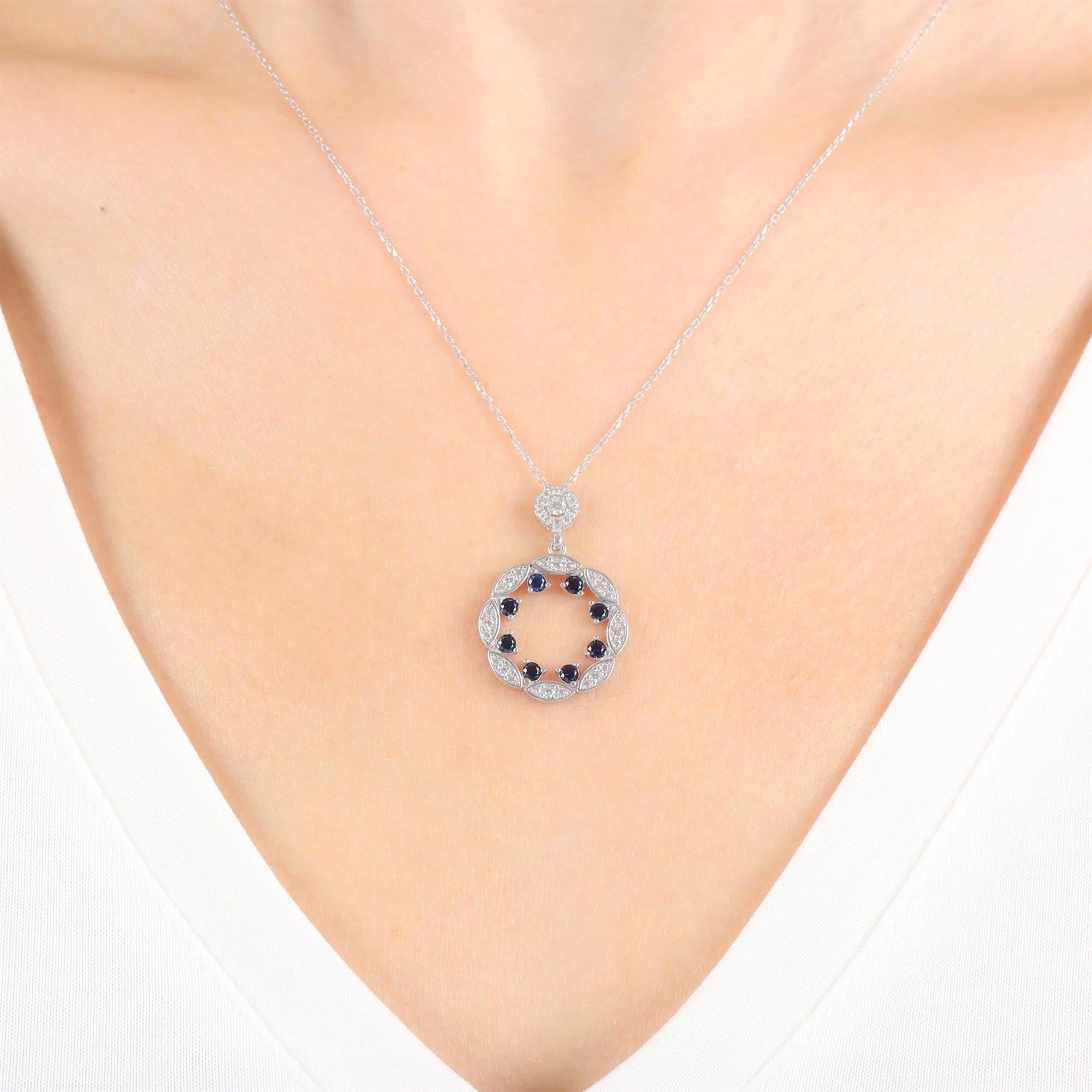 Diamond Setting Sapphire Stone Sparkle Geometric Silver Necklace