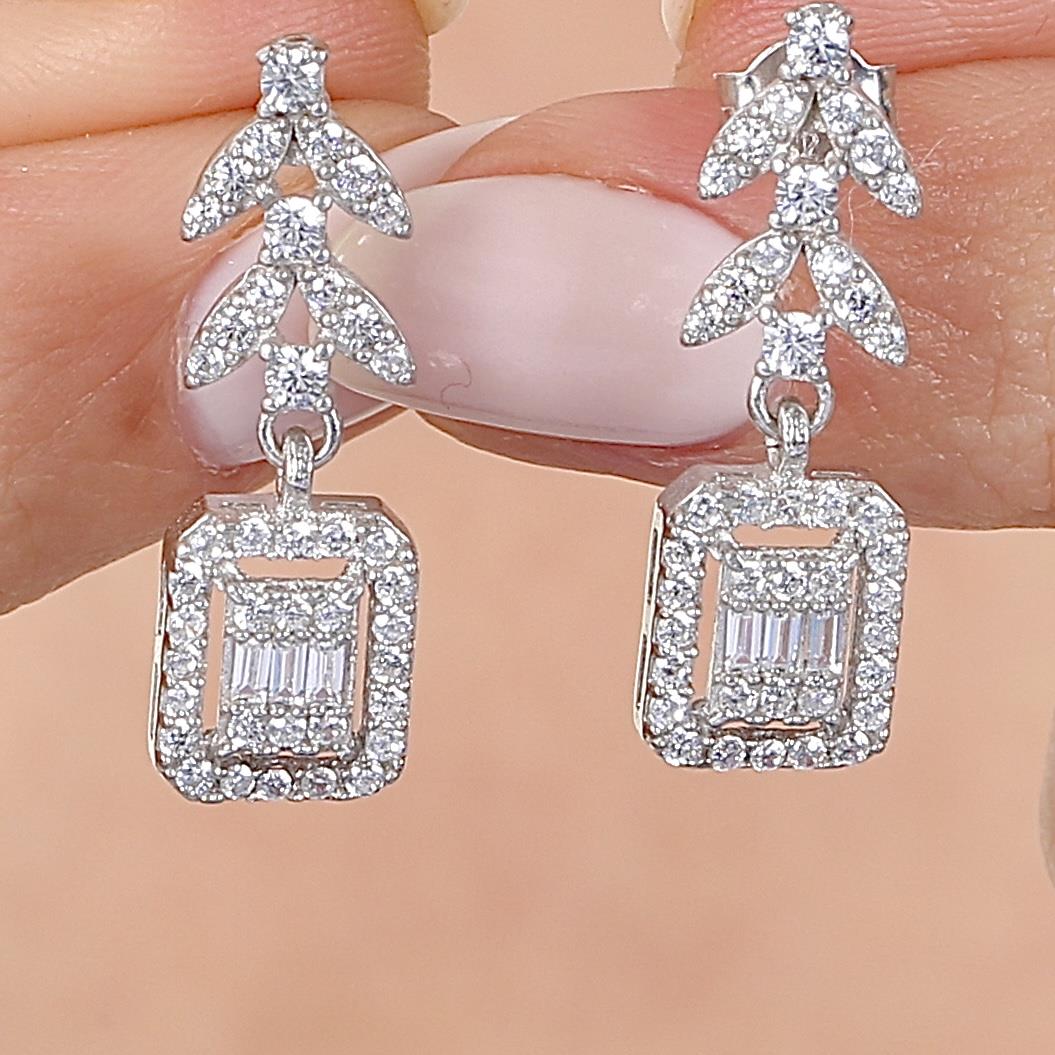 Diamond Setting Sparkle Baguette Silver Triple Set