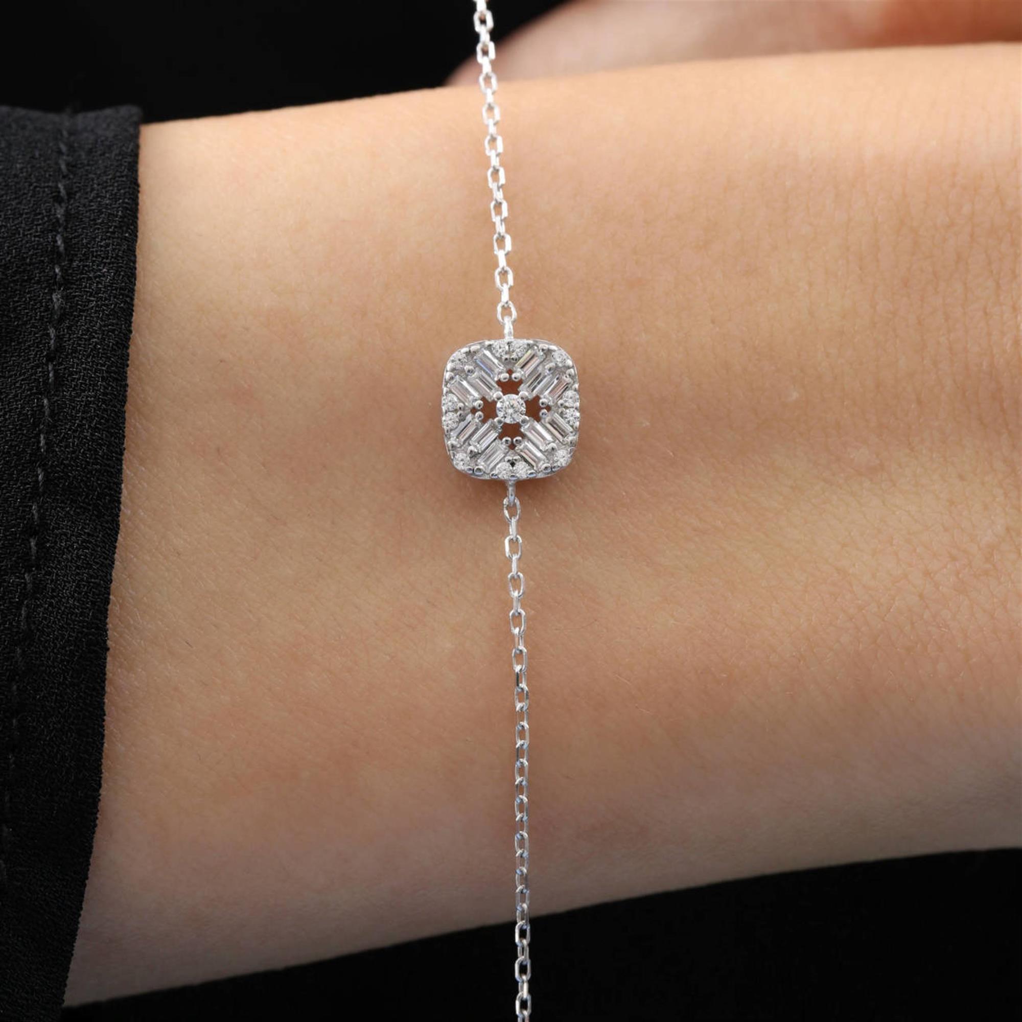 Diamond Setting Seal of Passion Baguette Silver Bracelet