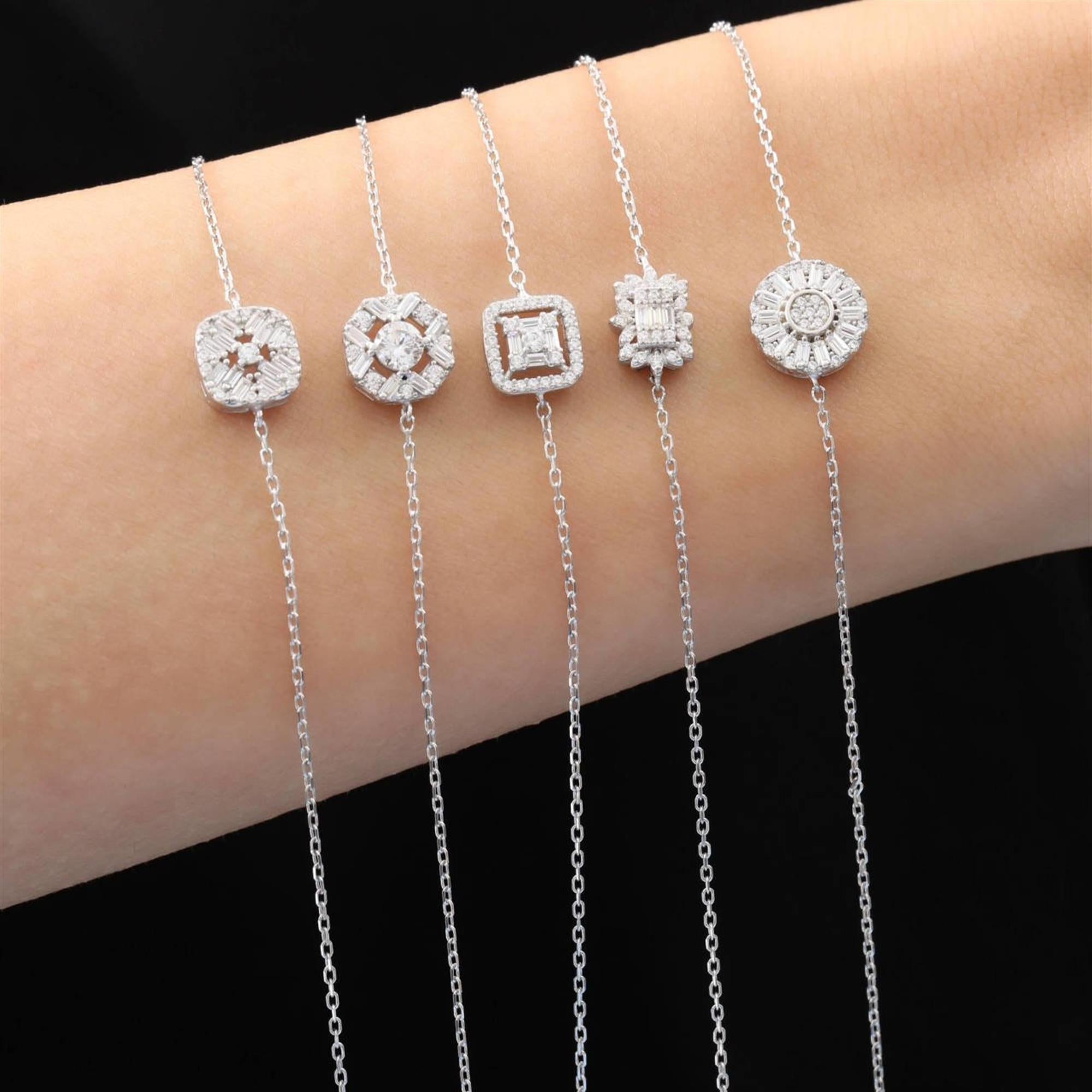 Diamond Setting Seal of Passion Baguette Silver Bracelet