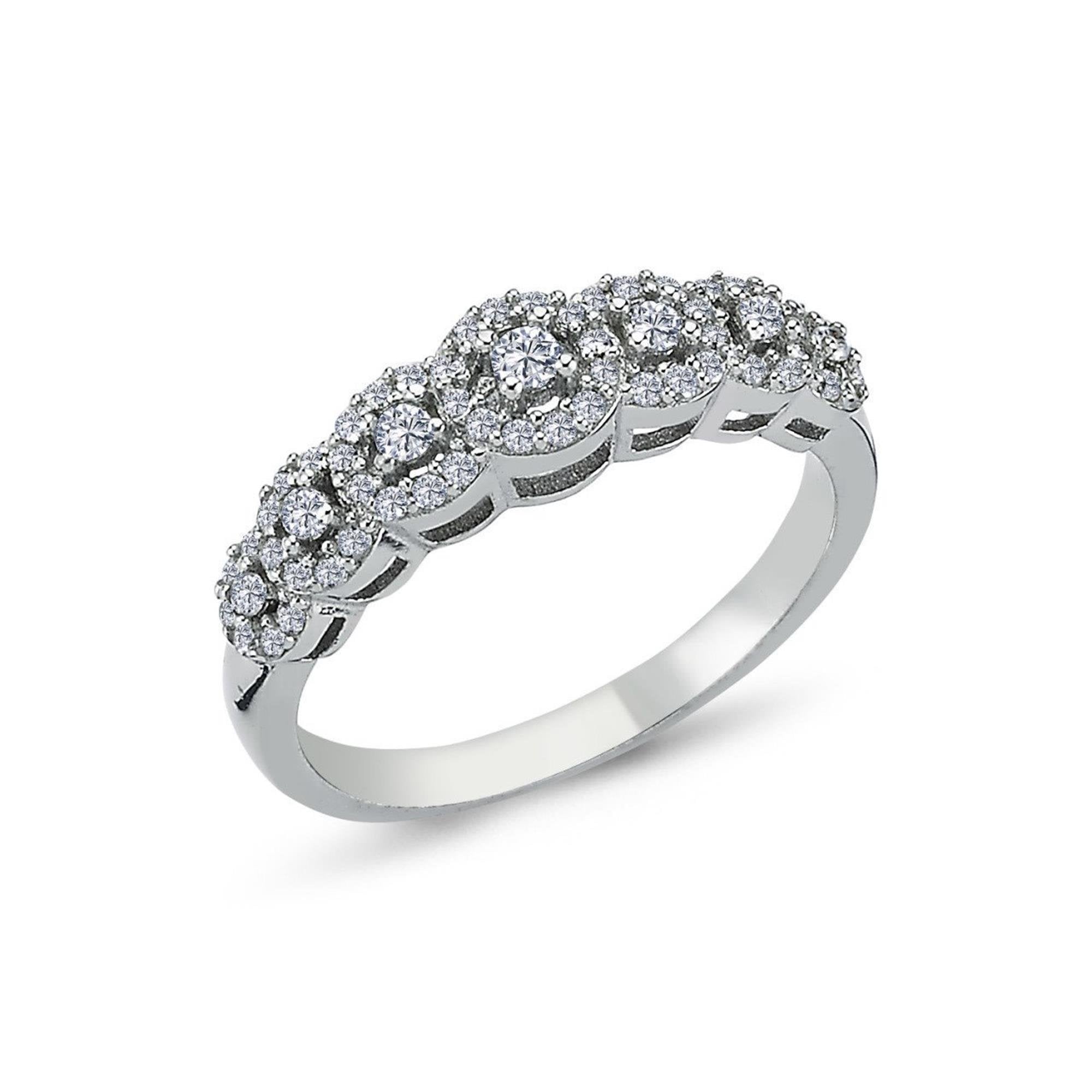 Diamond Elegant Cluster Row Ring