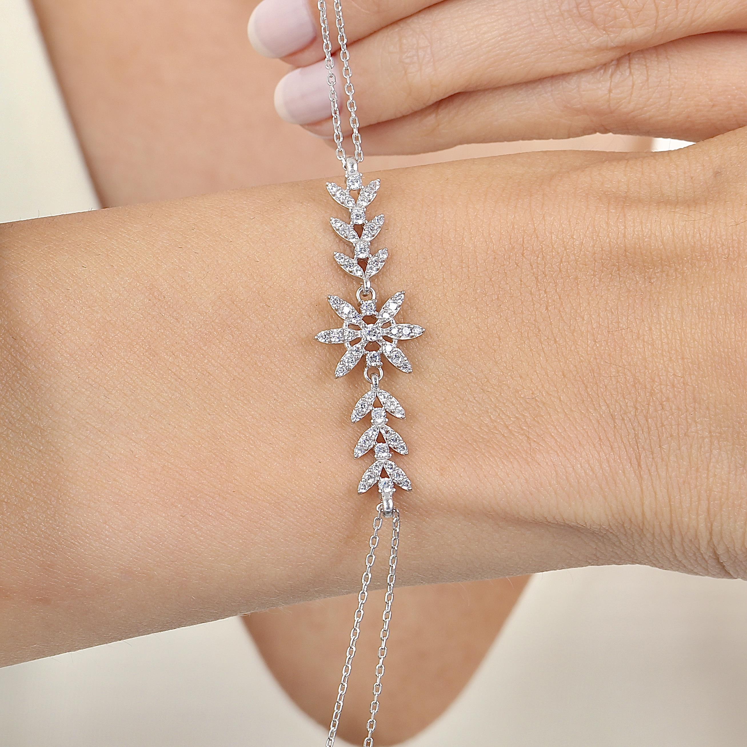 Diamond Setting Elegance Sparkle Silver Bracelet