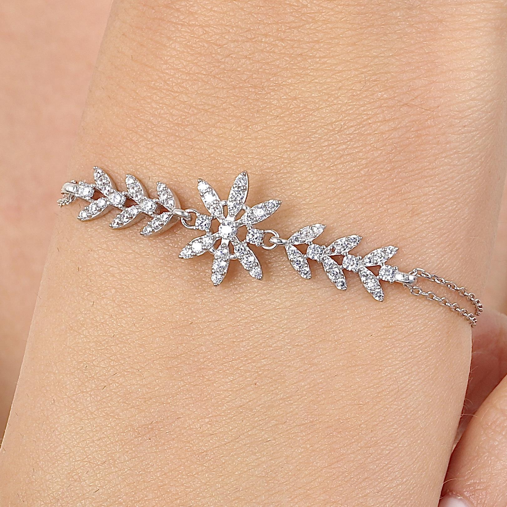 Diamond Setting Elegance Sparkle Silver Bracelet