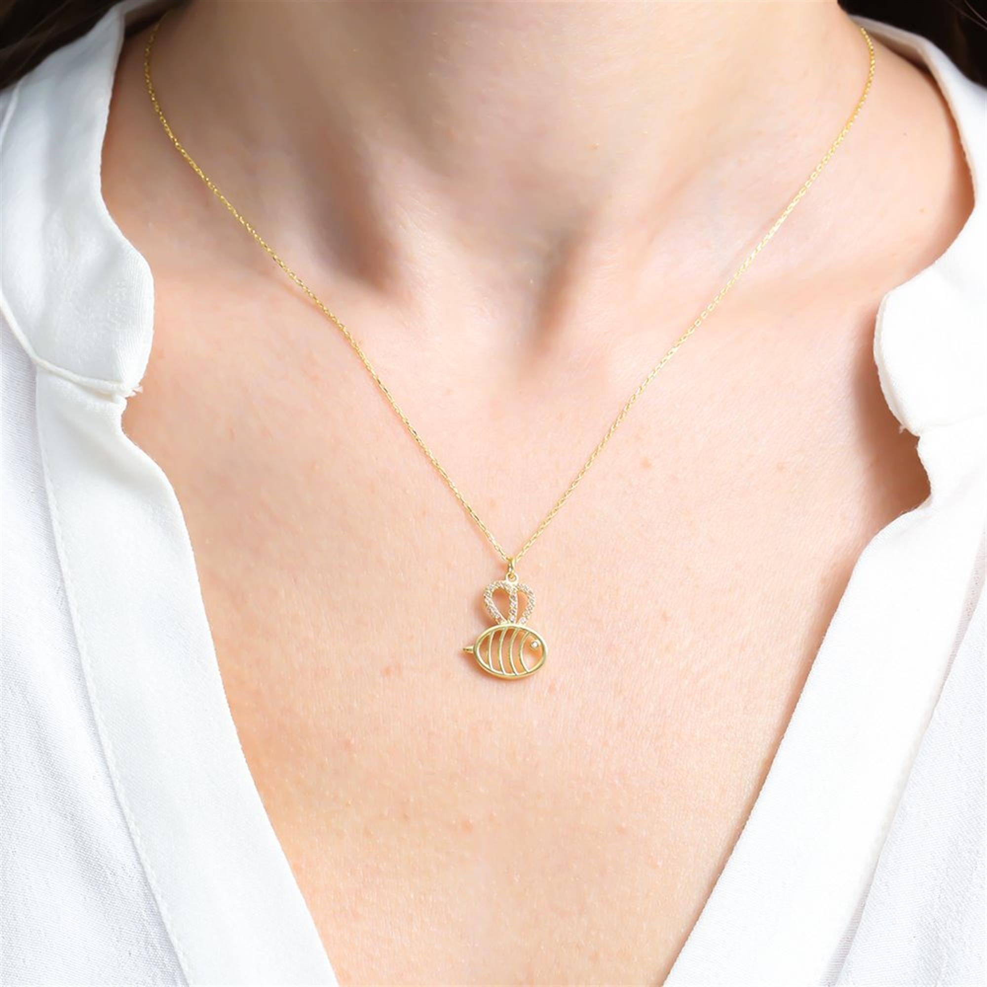 Champagne Stone Fish Gold Plated Necklace