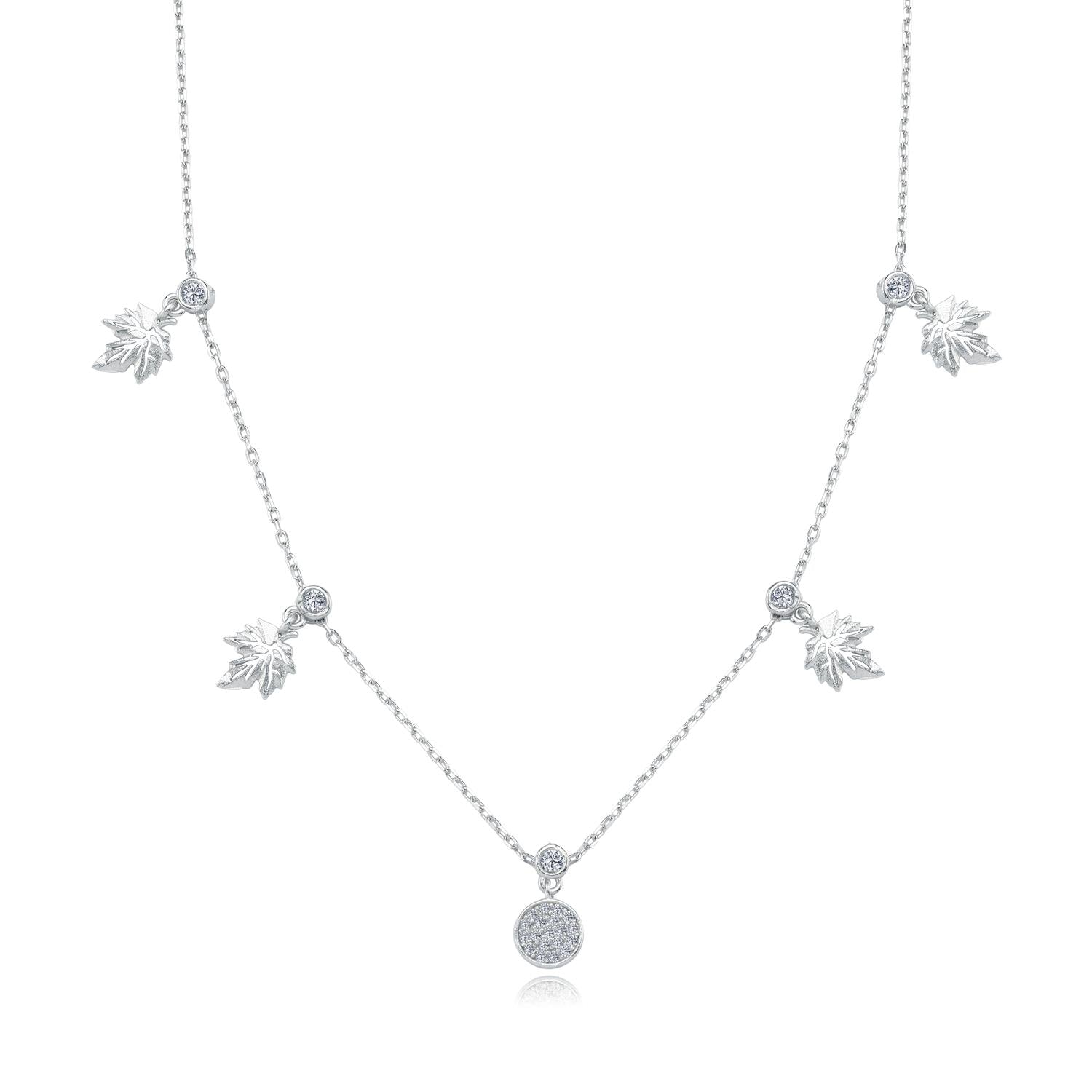 Autumn Leaves Lucky Silver Choker Necklace