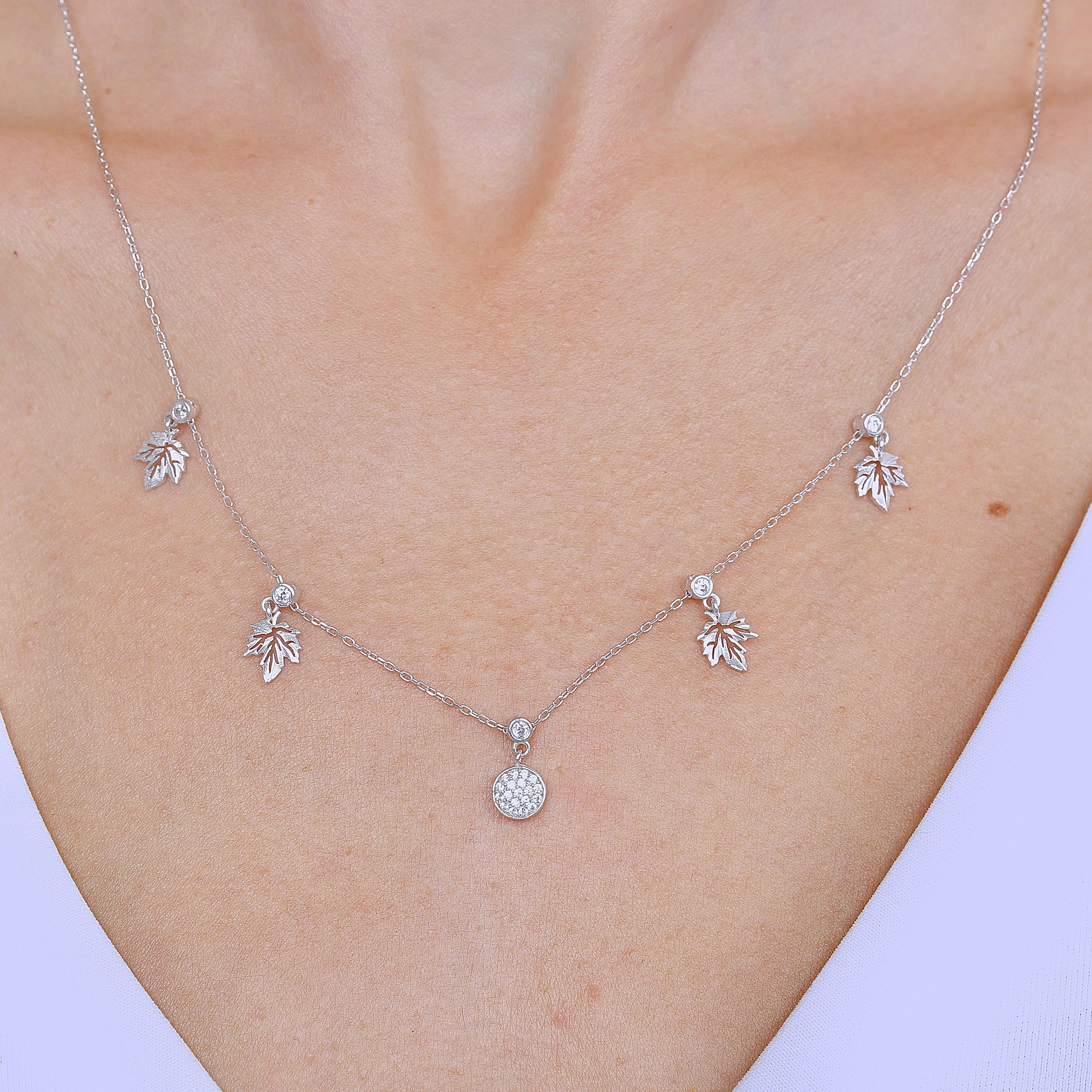 Autumn Leaves Lucky Silver Choker Necklace