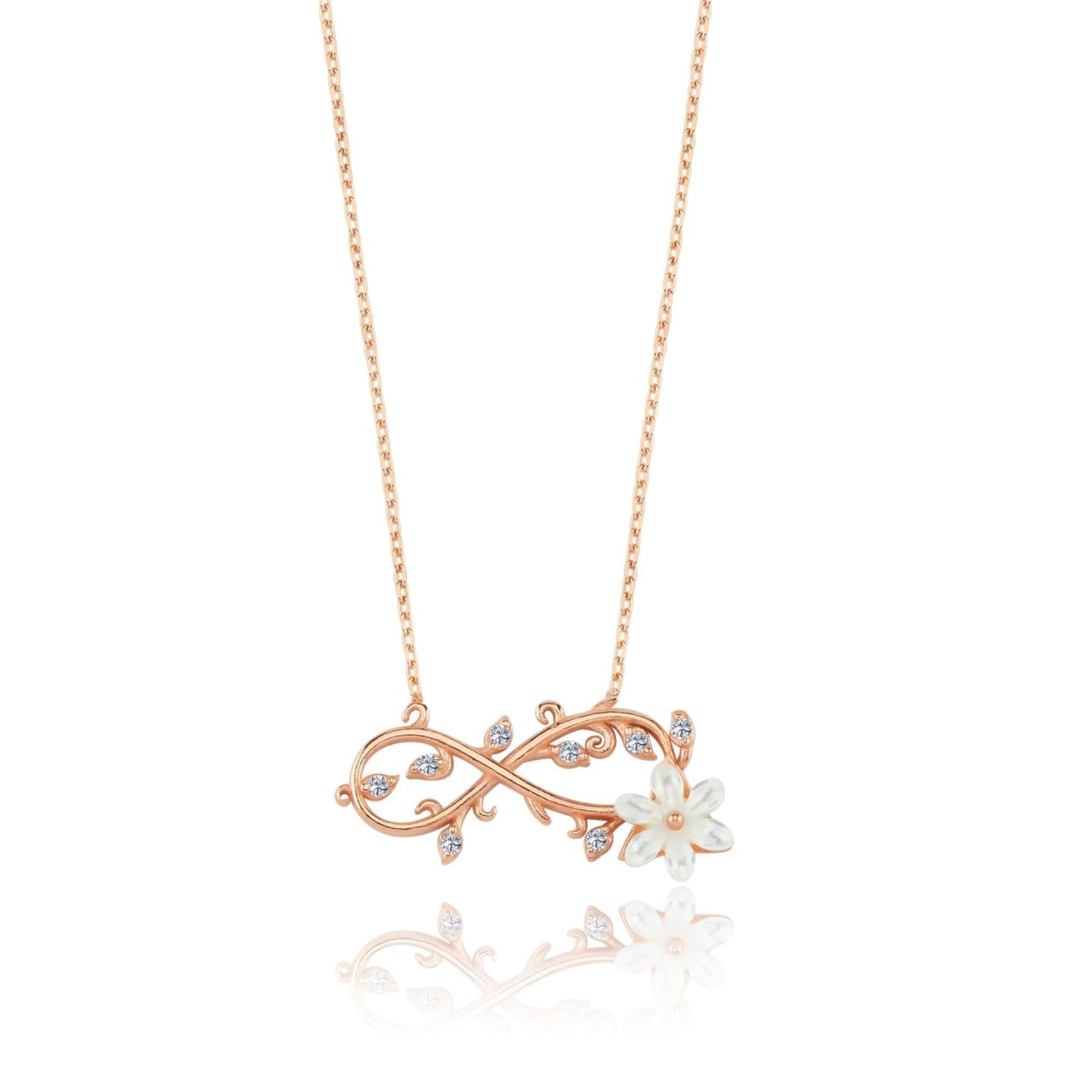 Infinity Vine Magnolia Rose Gold Necklace