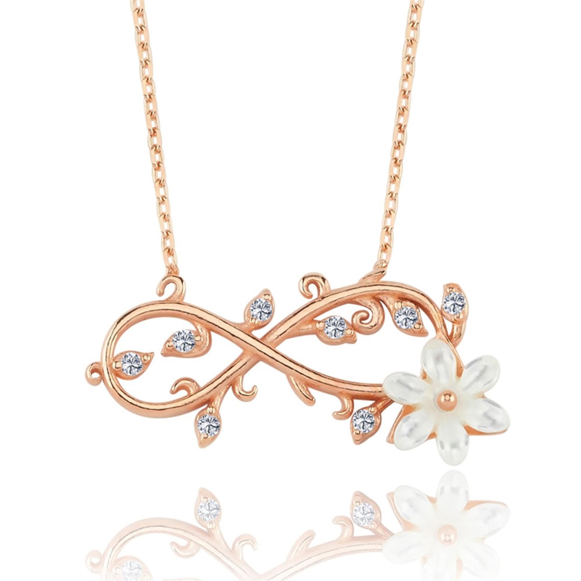 Infinity Vine Magnolia Rose Gold Necklace