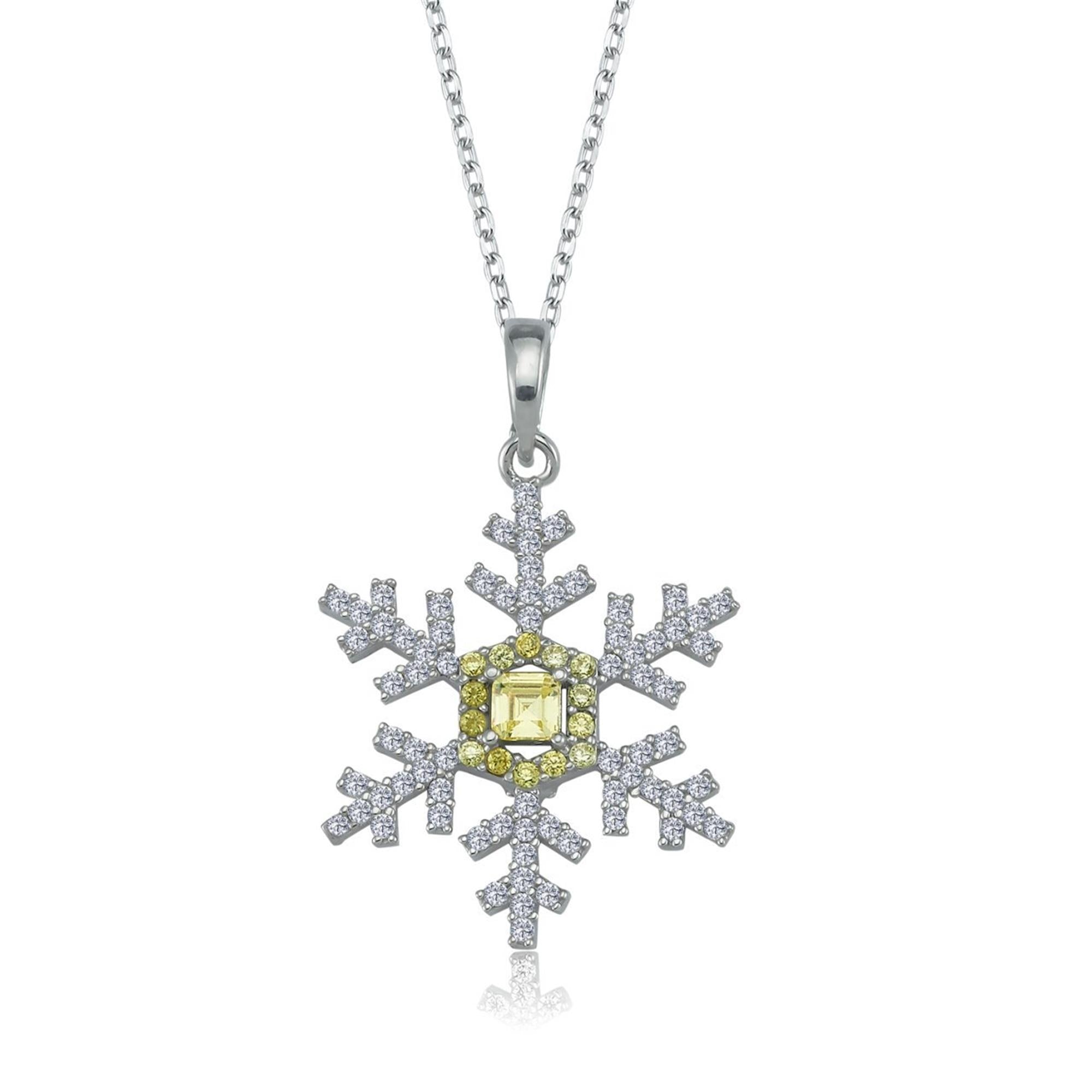 Passion Crystal Silver Snowflake Necklace