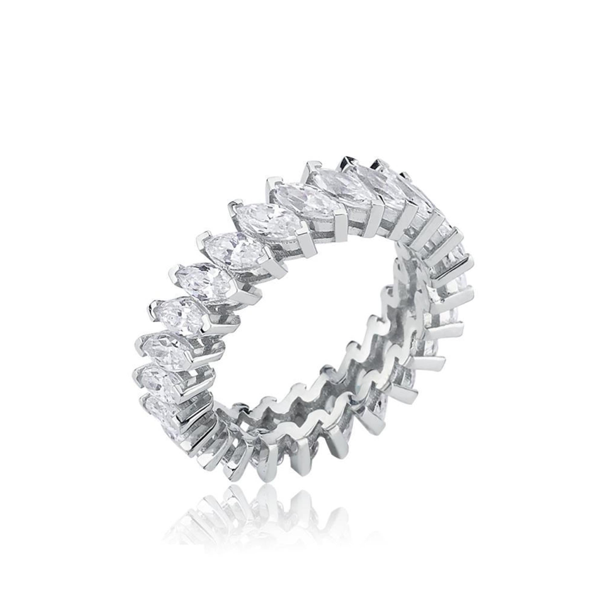 Marquise Eternity Band Silver Ring