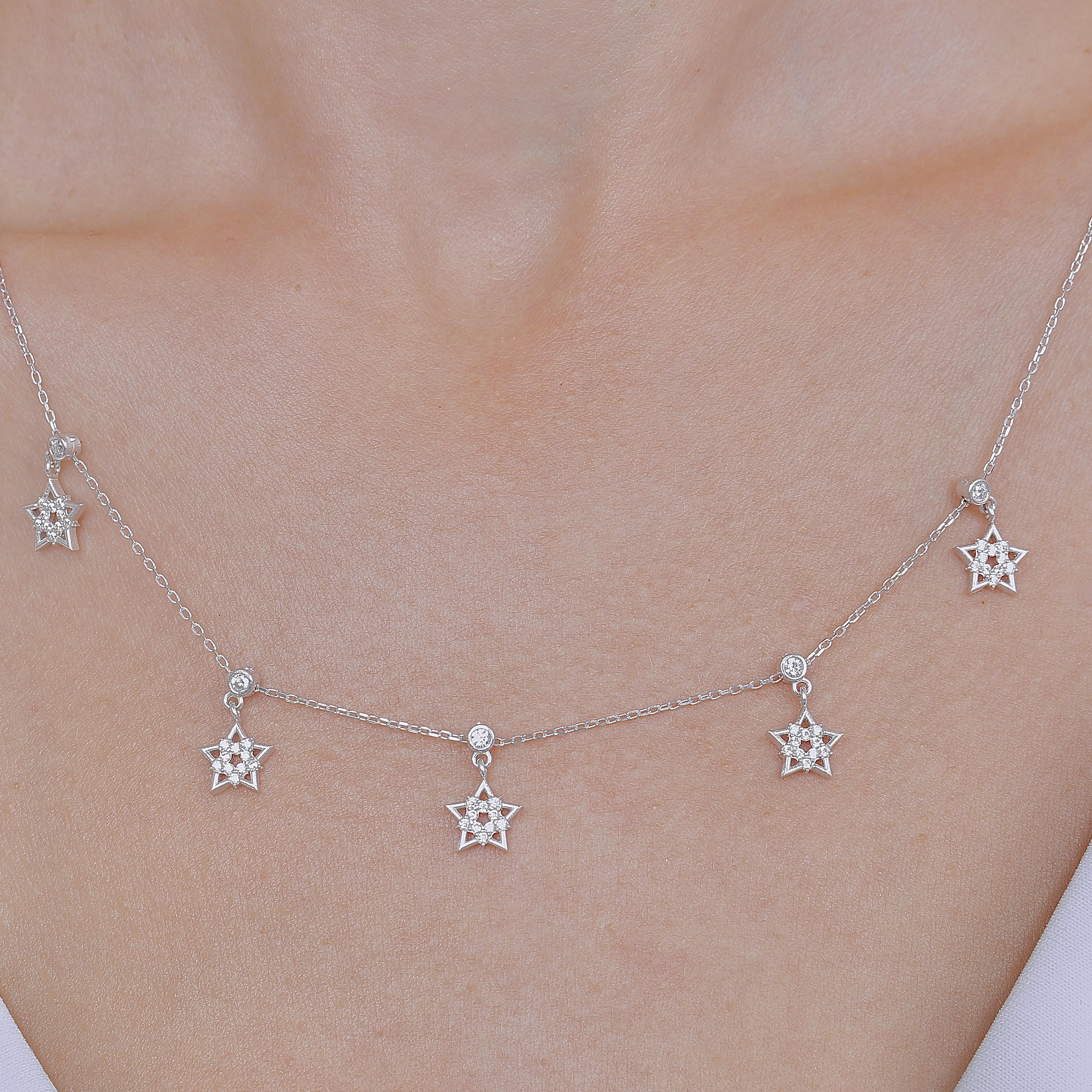 Star Feast Choker Silver Lucky Necklace