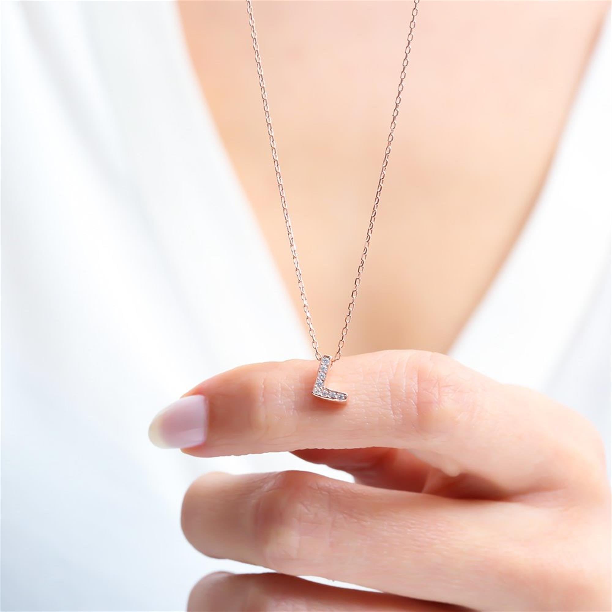 L Initial Rose Gold Necklace