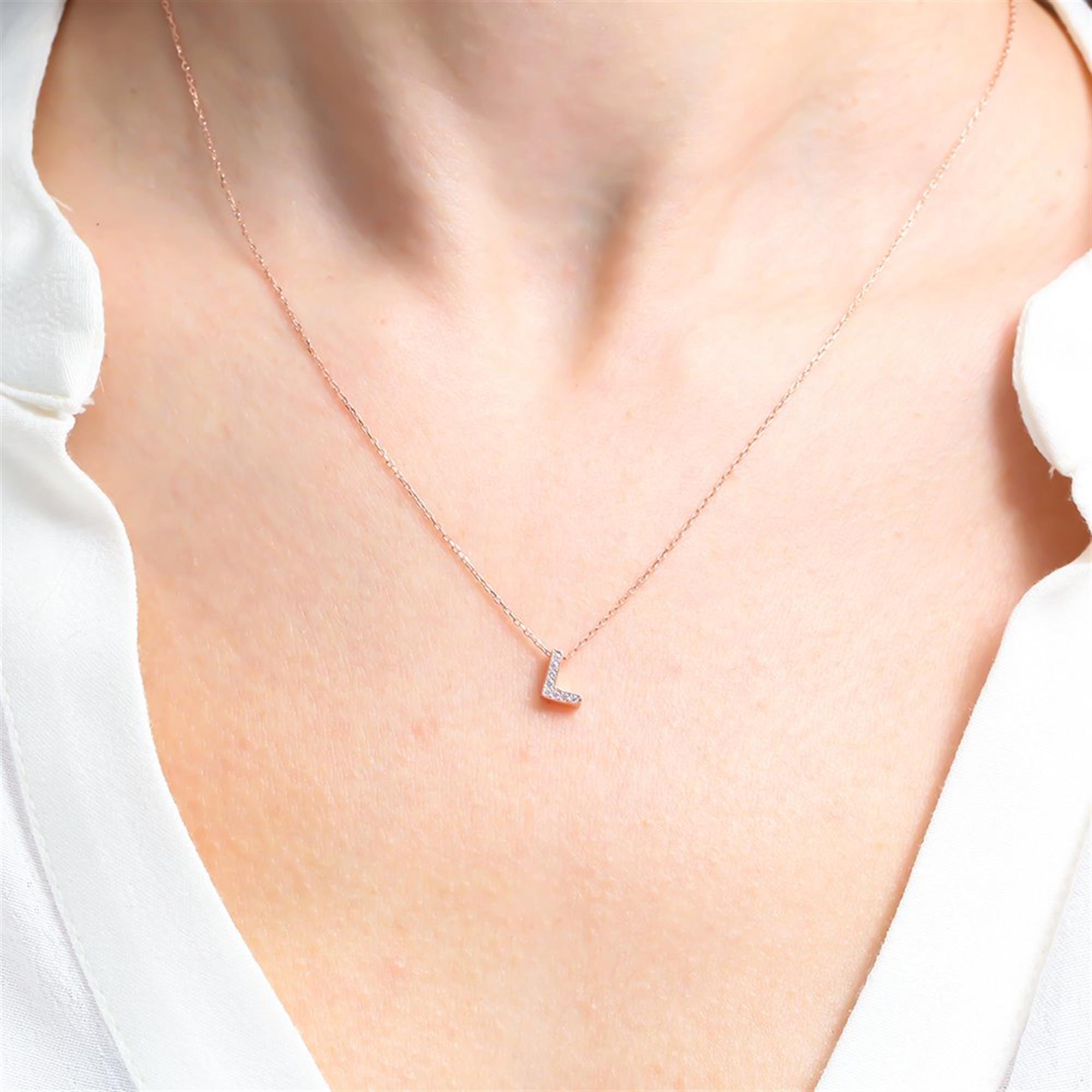 L Initial Rose Gold Necklace