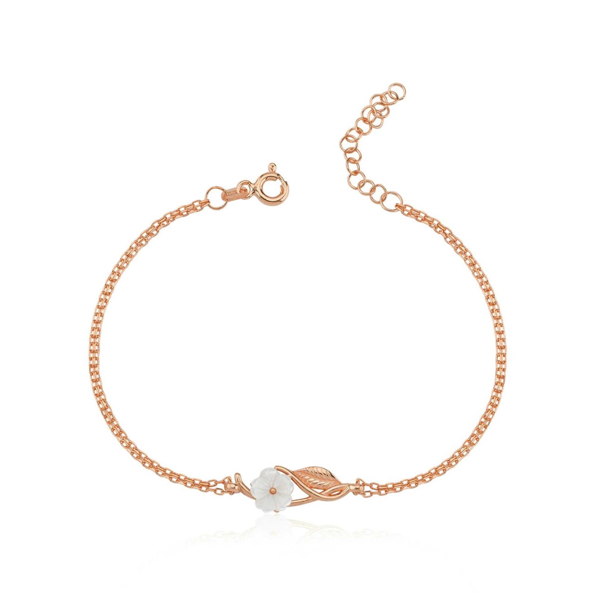 Graceful Magnolia Flower Rose Gold Bracelet