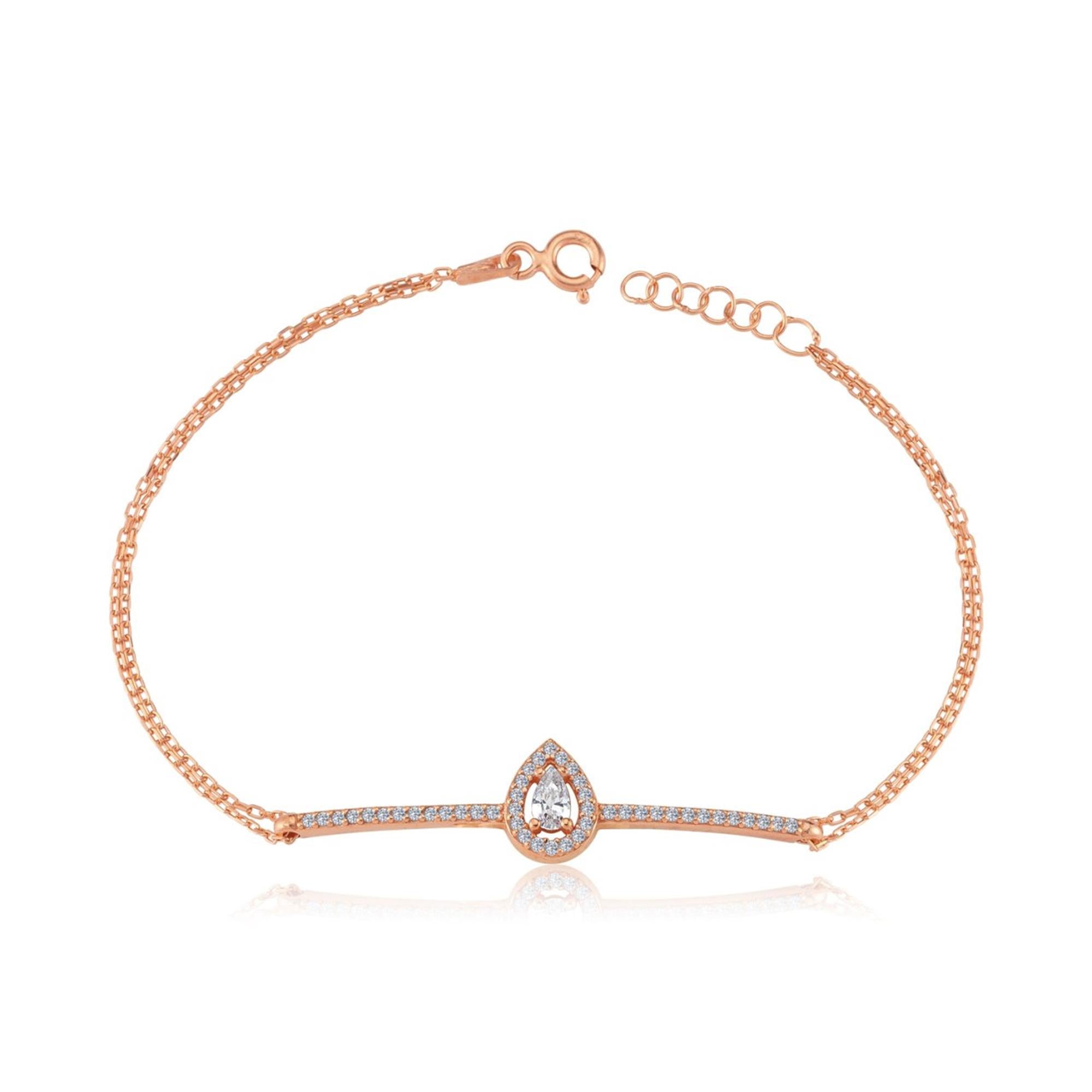 Chain Details Gleaming Teardrop Bracelet