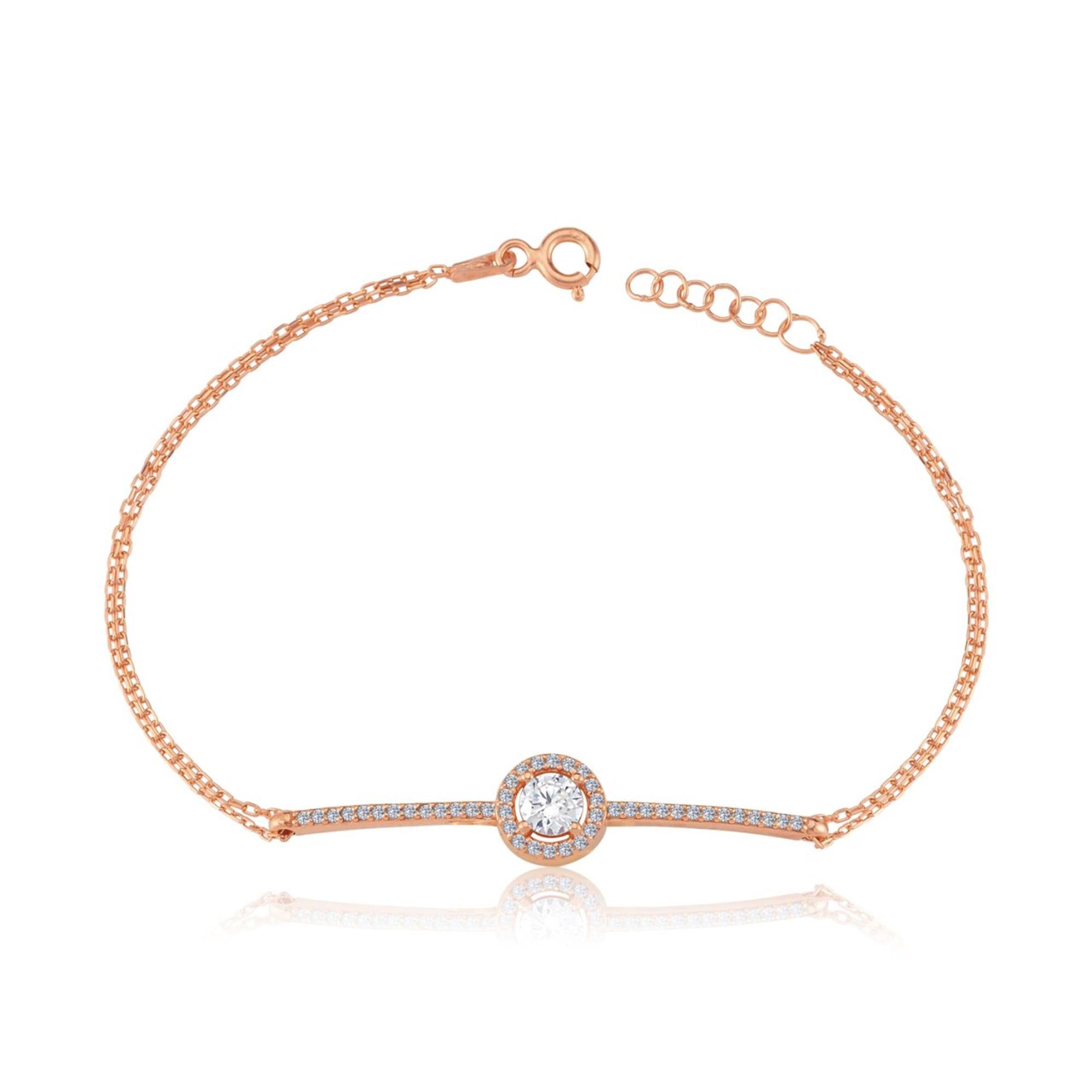 Chain Details Sparkle Circle Rose Gold Bracelet